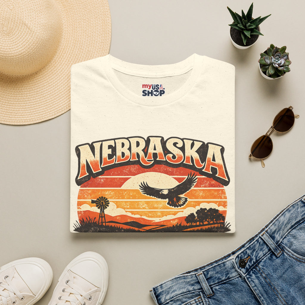 Nebraska America 250 Retro Sunset T-Shirt