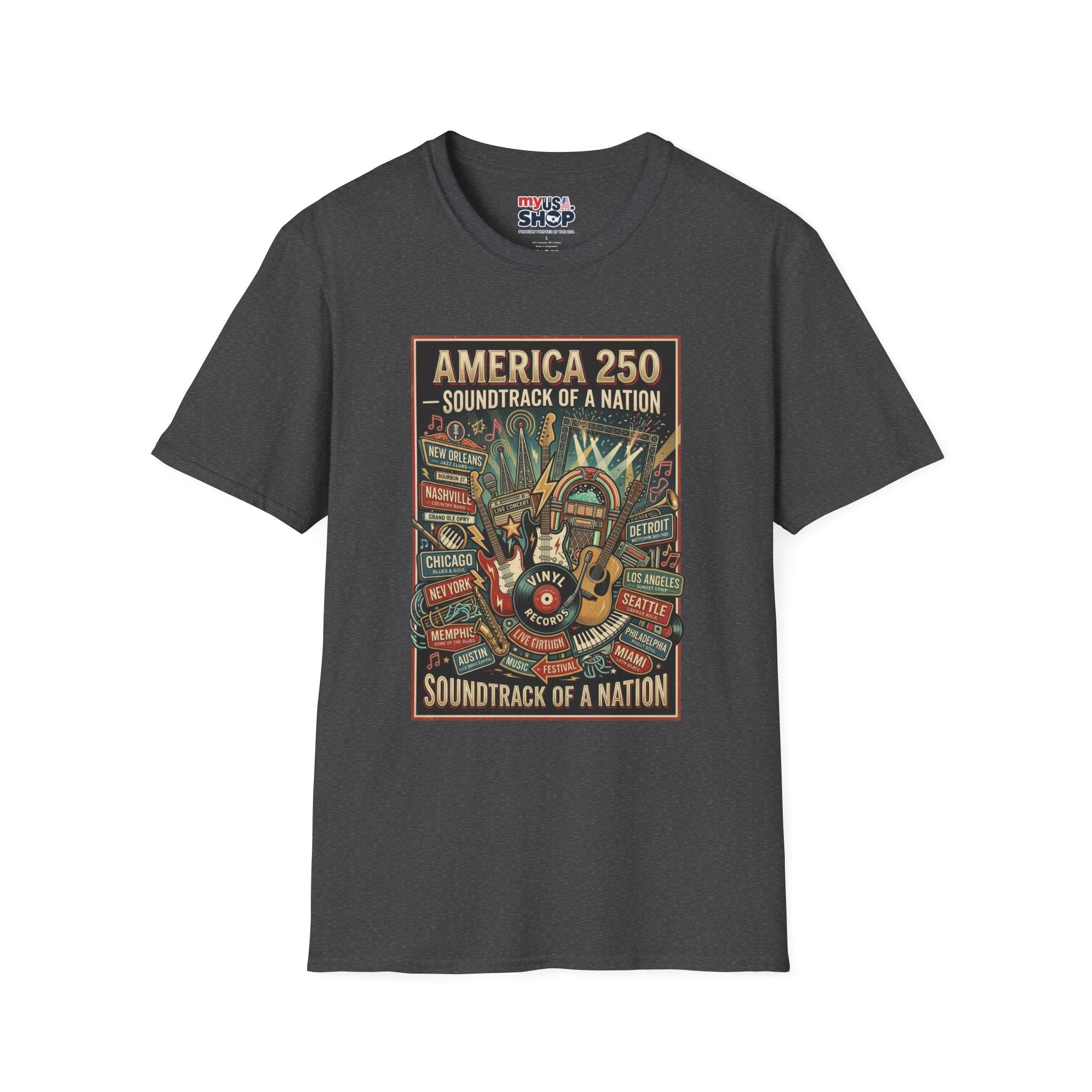 America 250 "Soundtrack of a Nation" T-Shirt — Patriotic Music Festival Tee Pop Culture