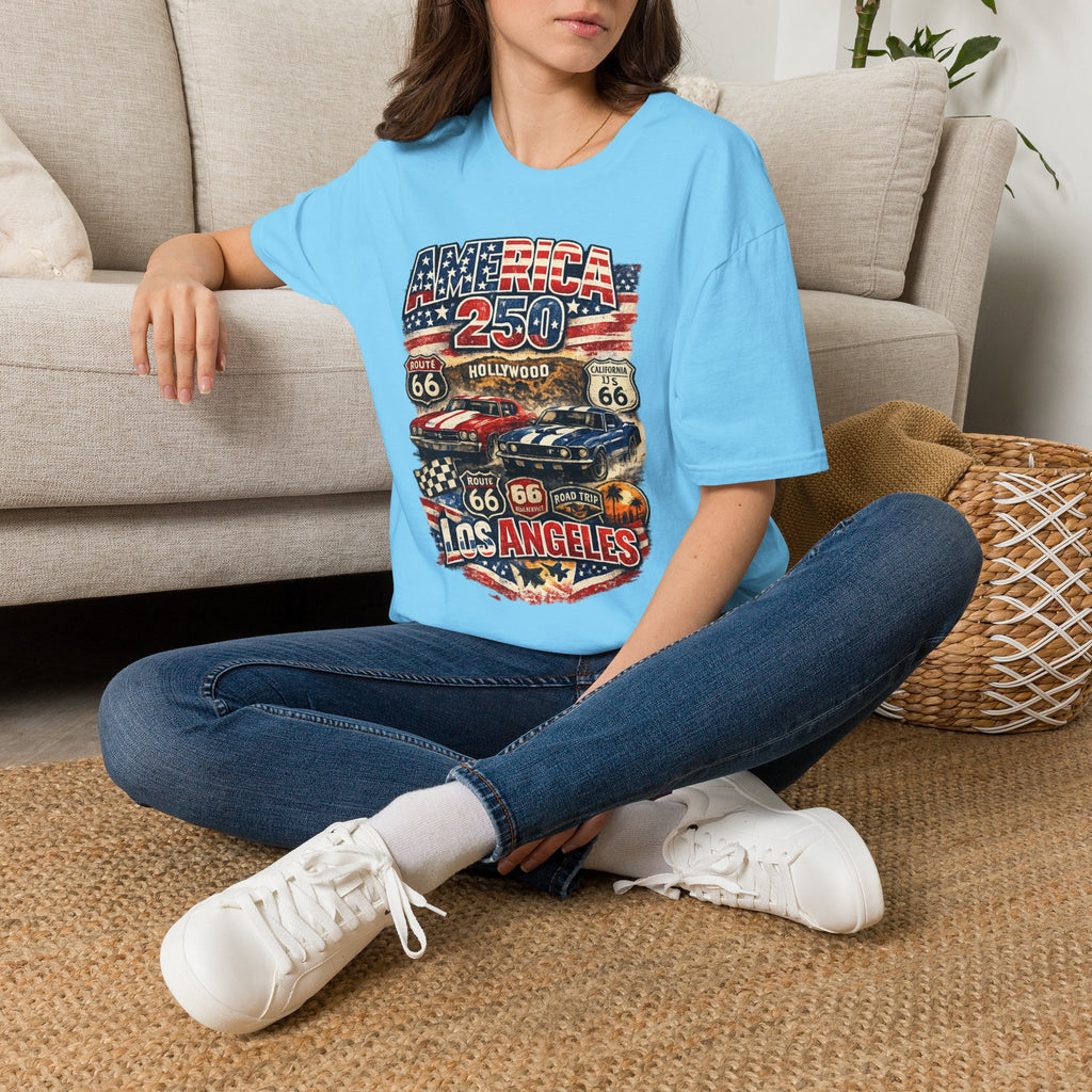 America 250 Los Angeles Route 66 Hollywood Muscle Cars Road Trip California Tee