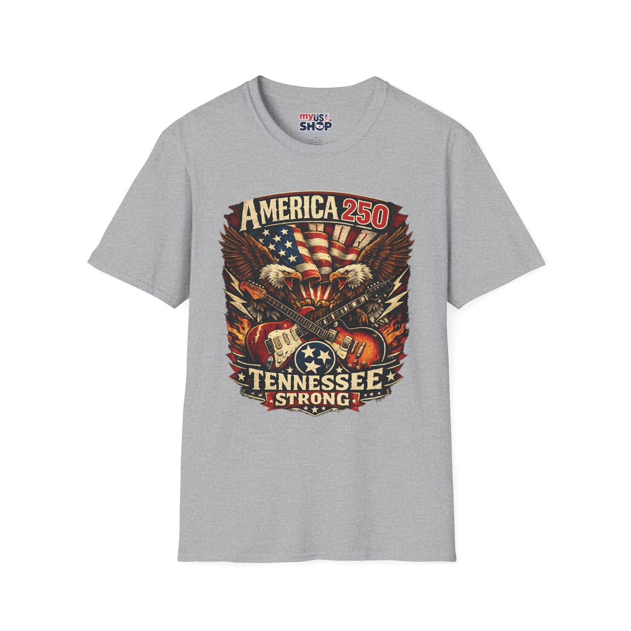 America 250 Tennessee Shirt — Tennessee Strong Patriotic Music Graphic Tee