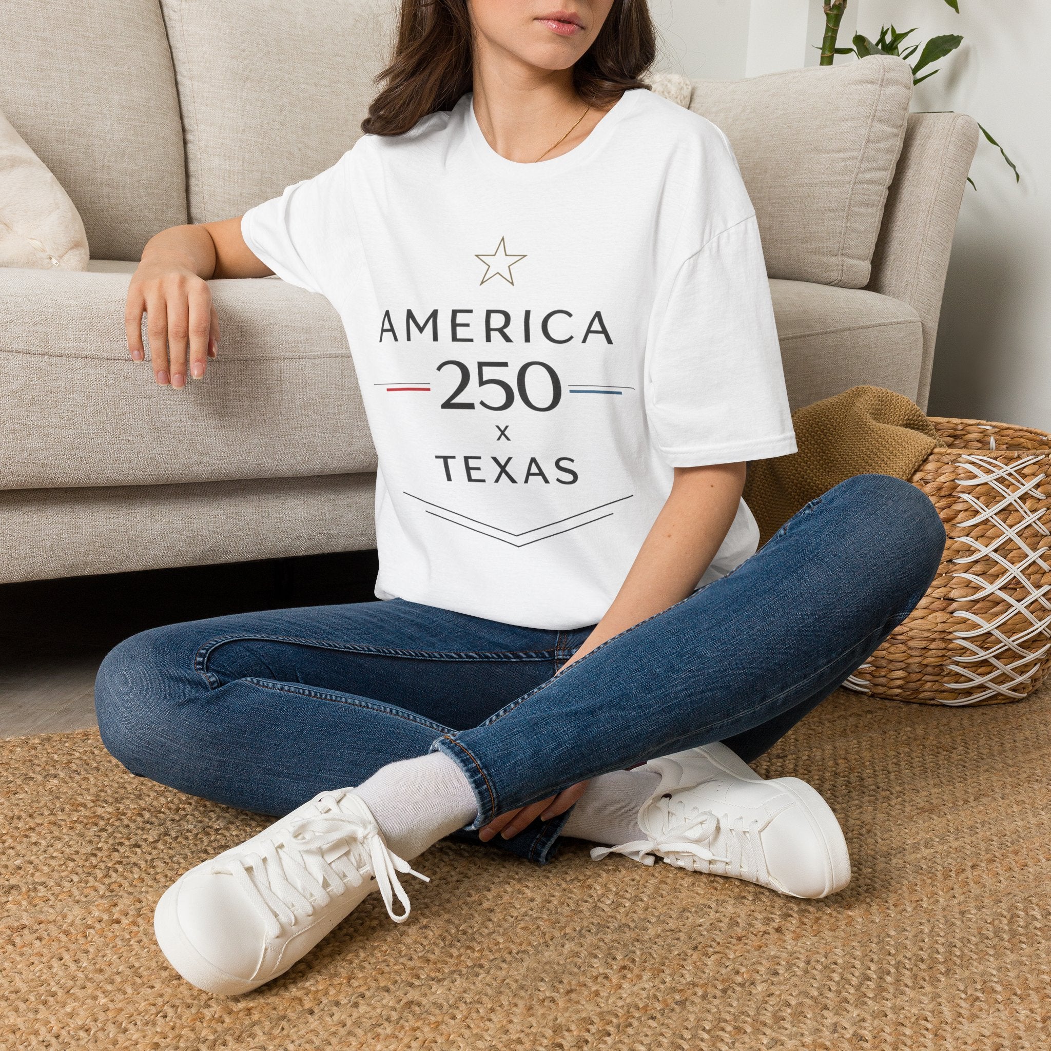 America 250 Texas T-Shirt — Minimalist Patriotic Texas Graphic Tee