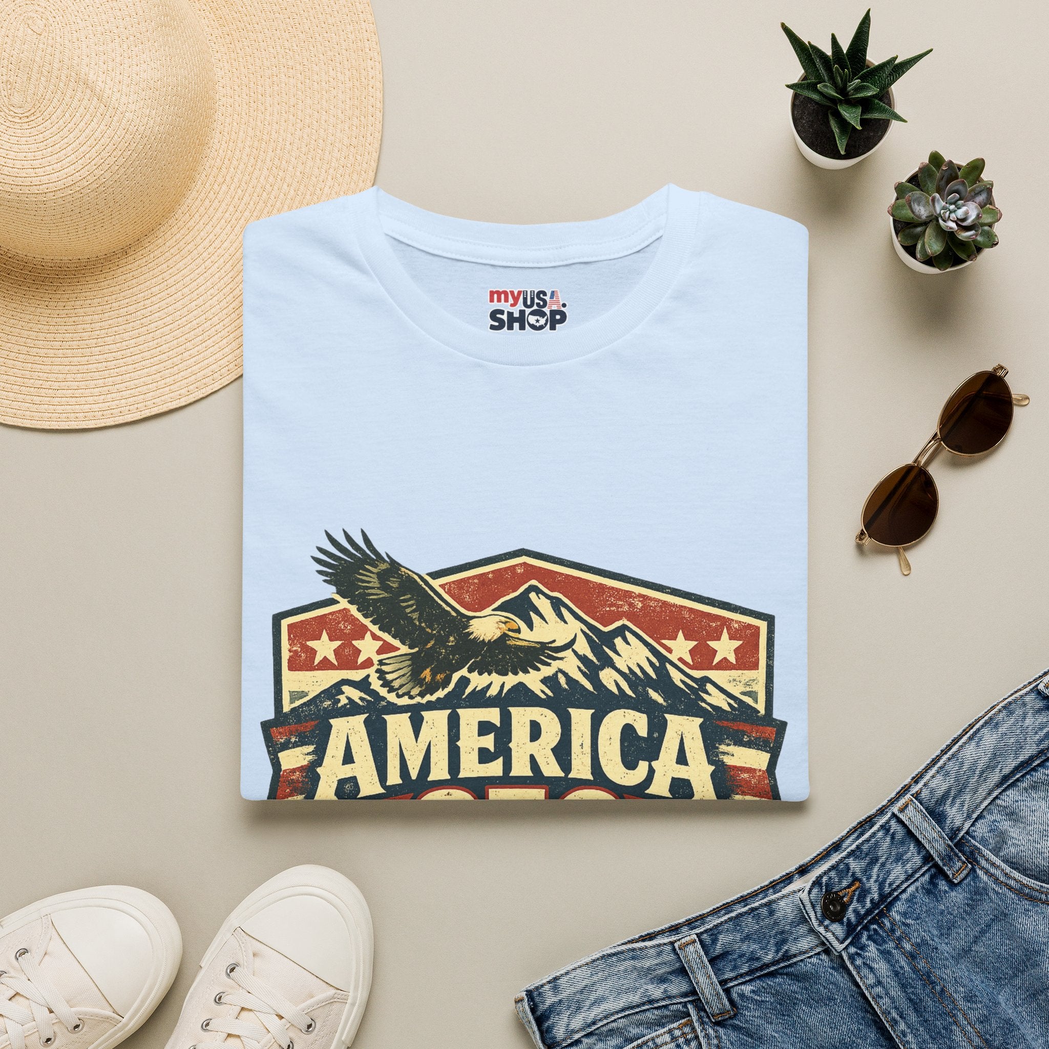 America 250 Shirt —Oregon  Mountain Eagle Wilderness Badge Tee