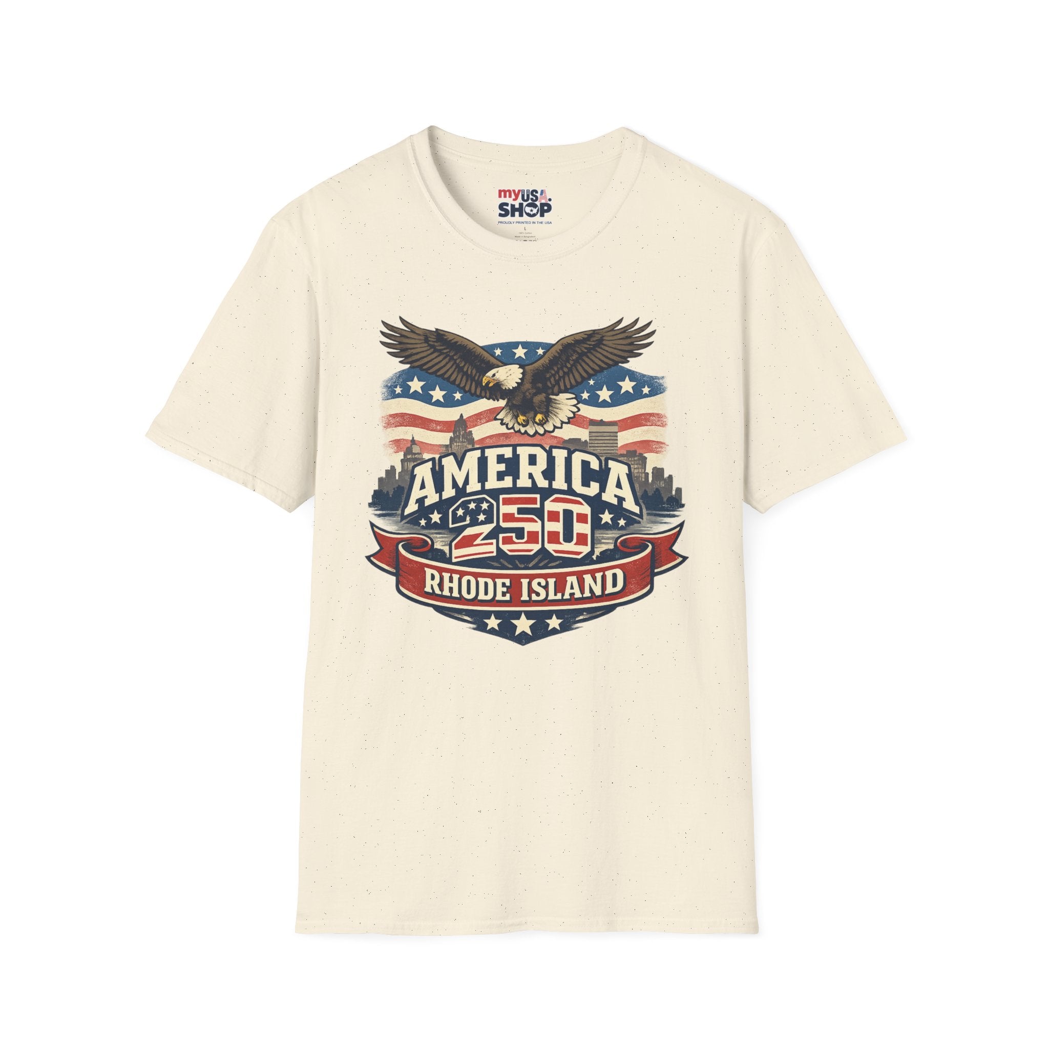America 250 Rhode Island Eagle Shirt — Patriotic Skyline Graphic Tee