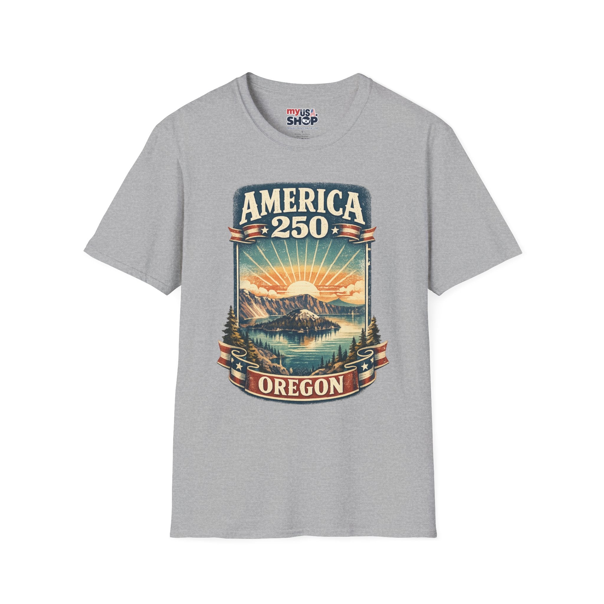 Oregon America 250 Shirt — Crater Lake Sunset Vintage Tee
