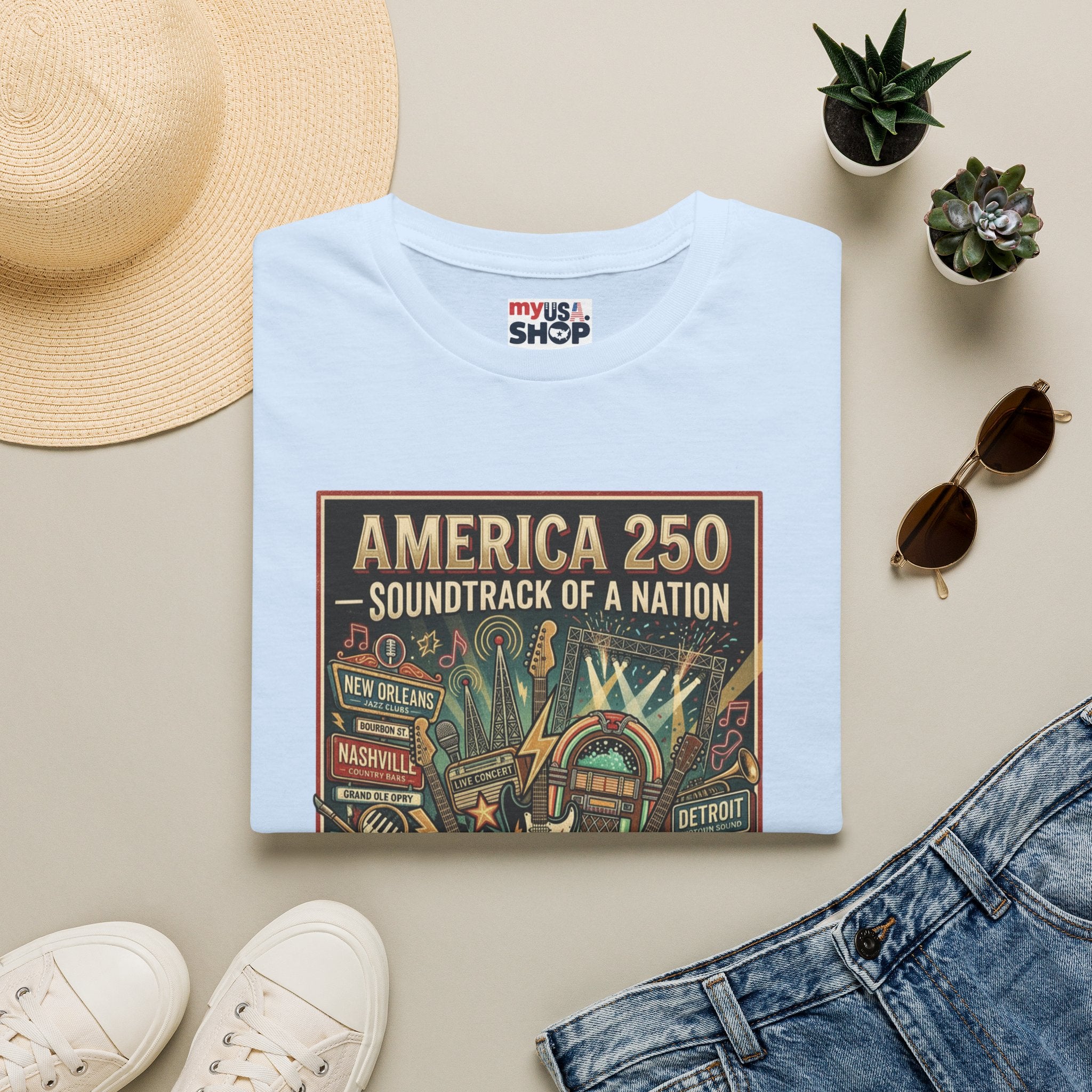 America 250 "Soundtrack of a Nation" T-Shirt — Patriotic Music Festival Tee Pop Culture