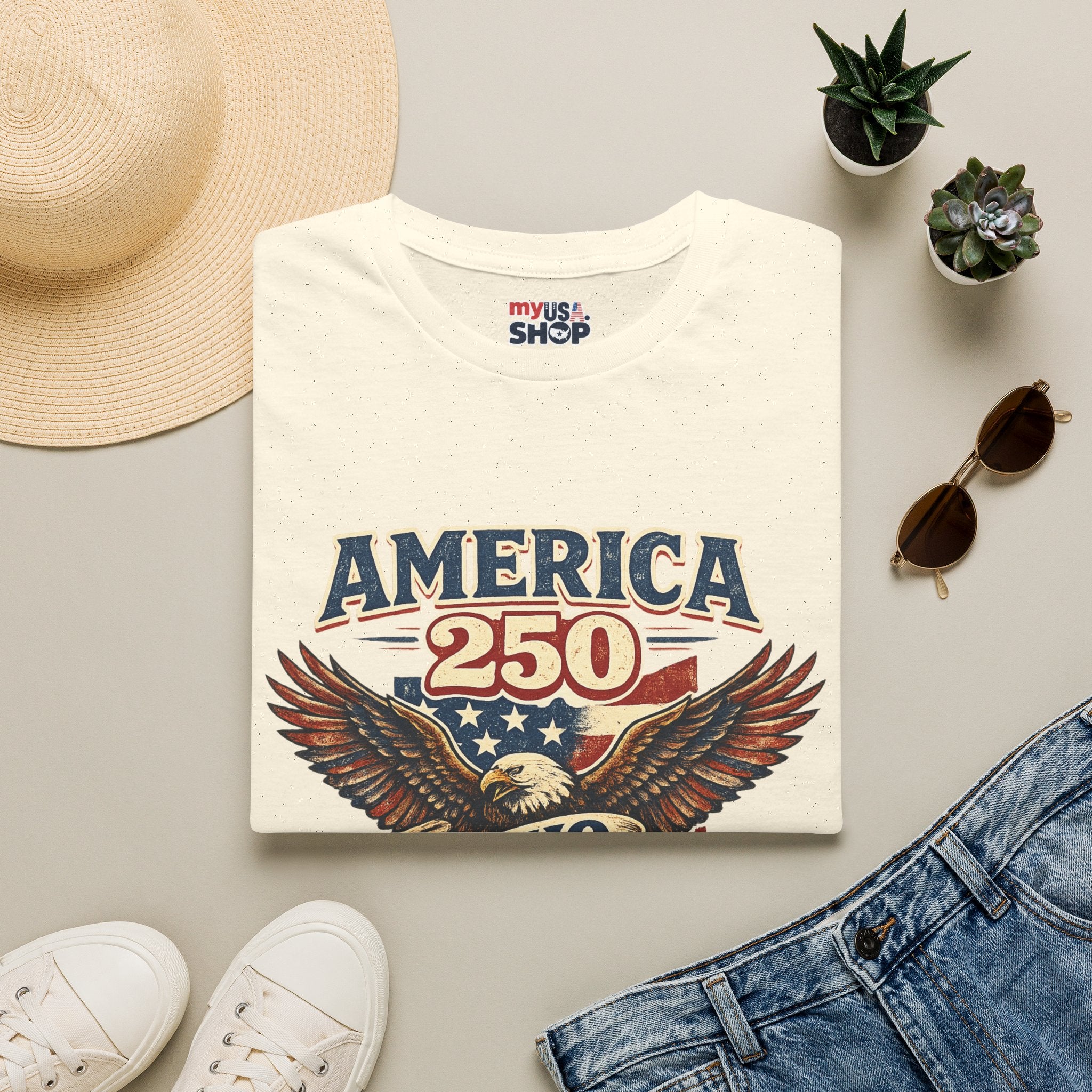 America 250 – Ohio Eagle Ribbon 1776–2026 Vintage Tee Desig