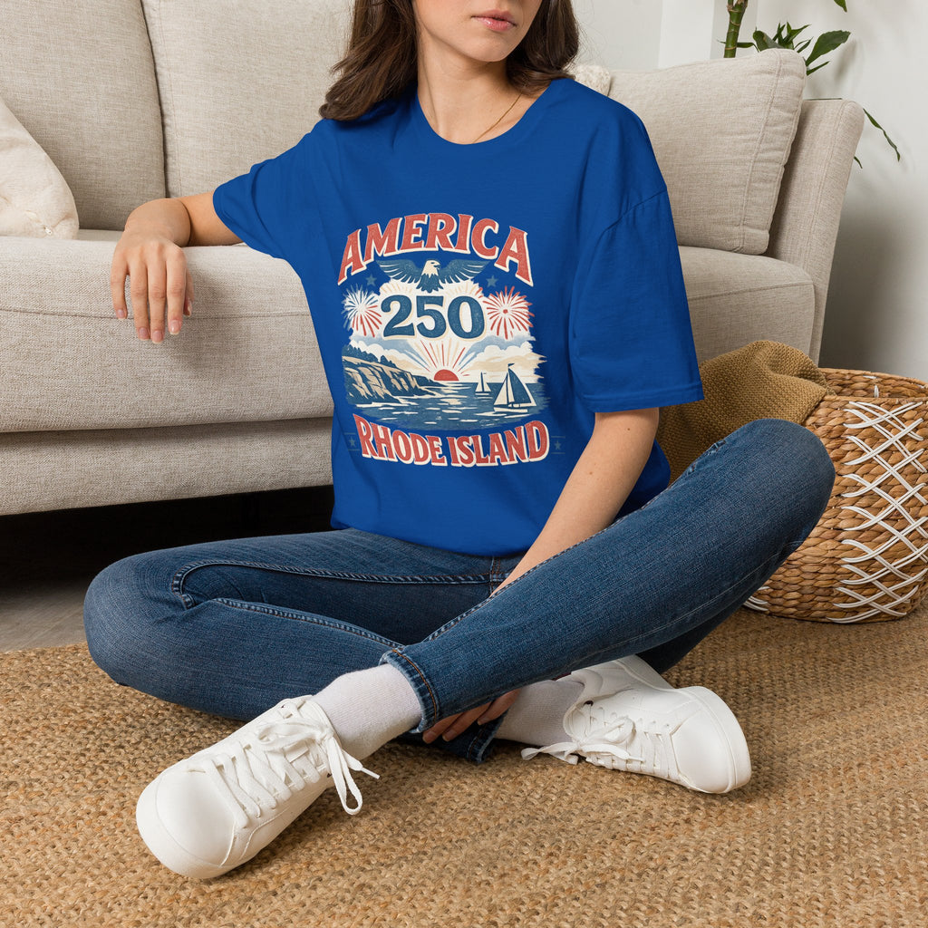 America 250 Rhode Island Shirt — Coastal Fireworks Patriotic Tee