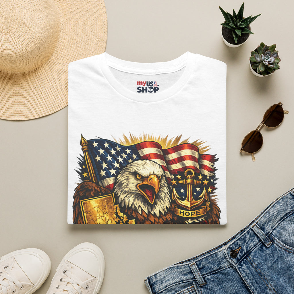 Rhode Island Proud America 250 T-Shirt — Patriotic Eagle Graphic Tee