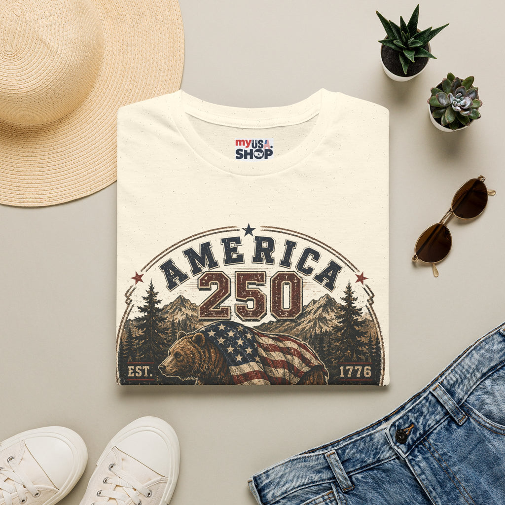 America 250 California T-Shirt — 250 Years of Freedom Patriotic Bear Design