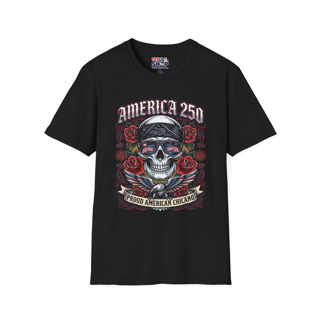 America 250 Chicano Skull– Patriotic Sugar Skull with Roses