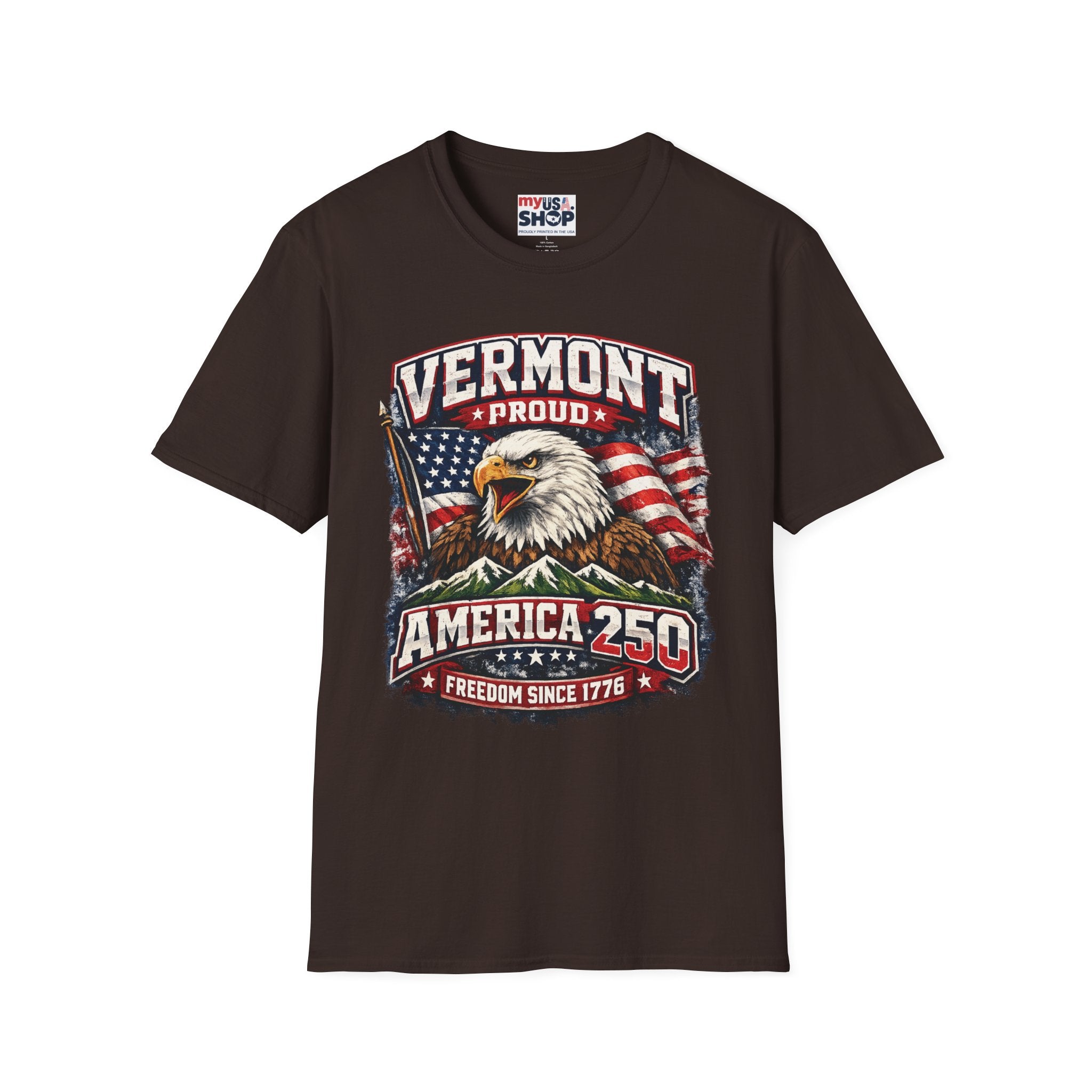 America 250 x Vermont Proud T-Shirt — Eagle Flag Design
