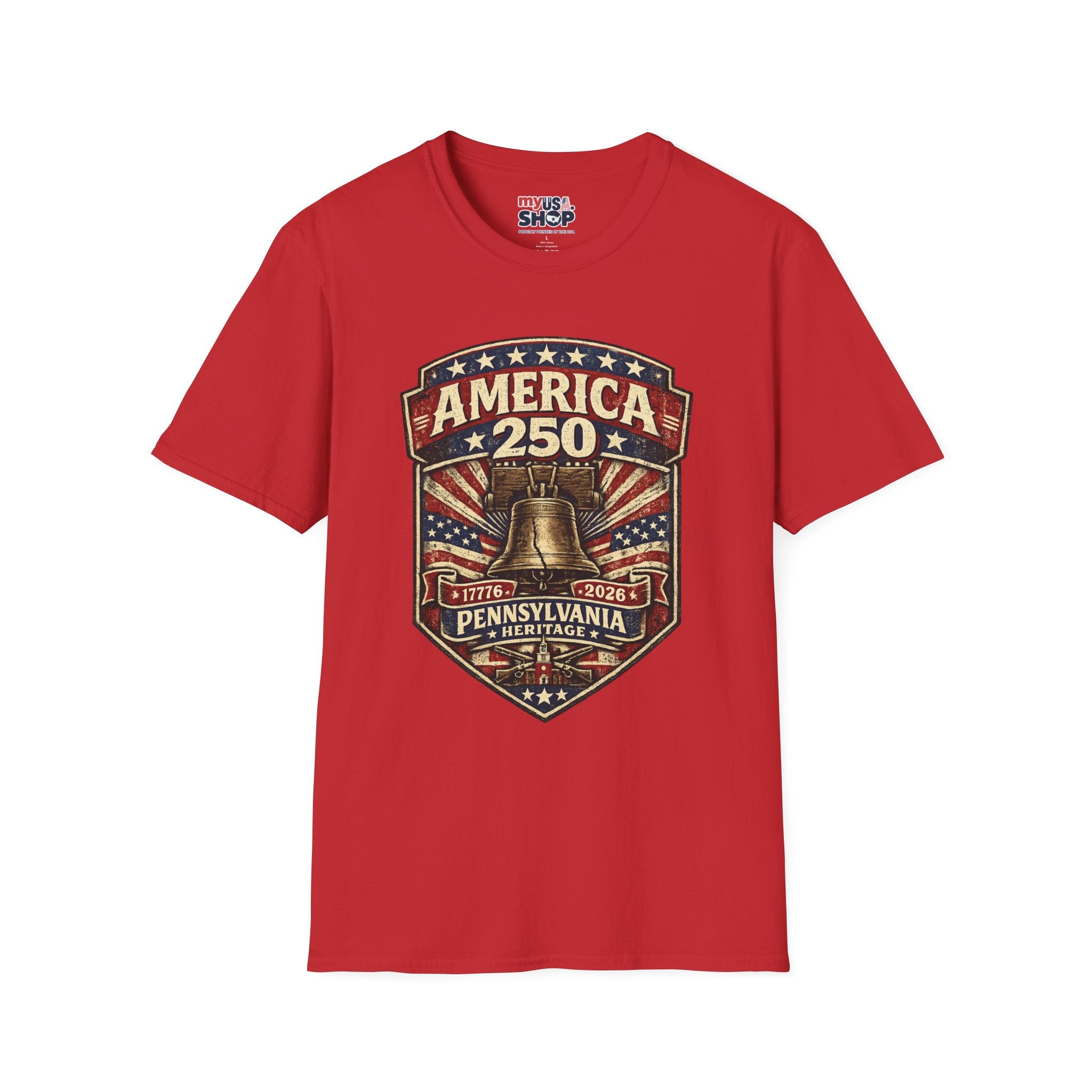 Pennsylvania America 250 Shirt — Vintage Liberty Bell Heritage Crest Tee