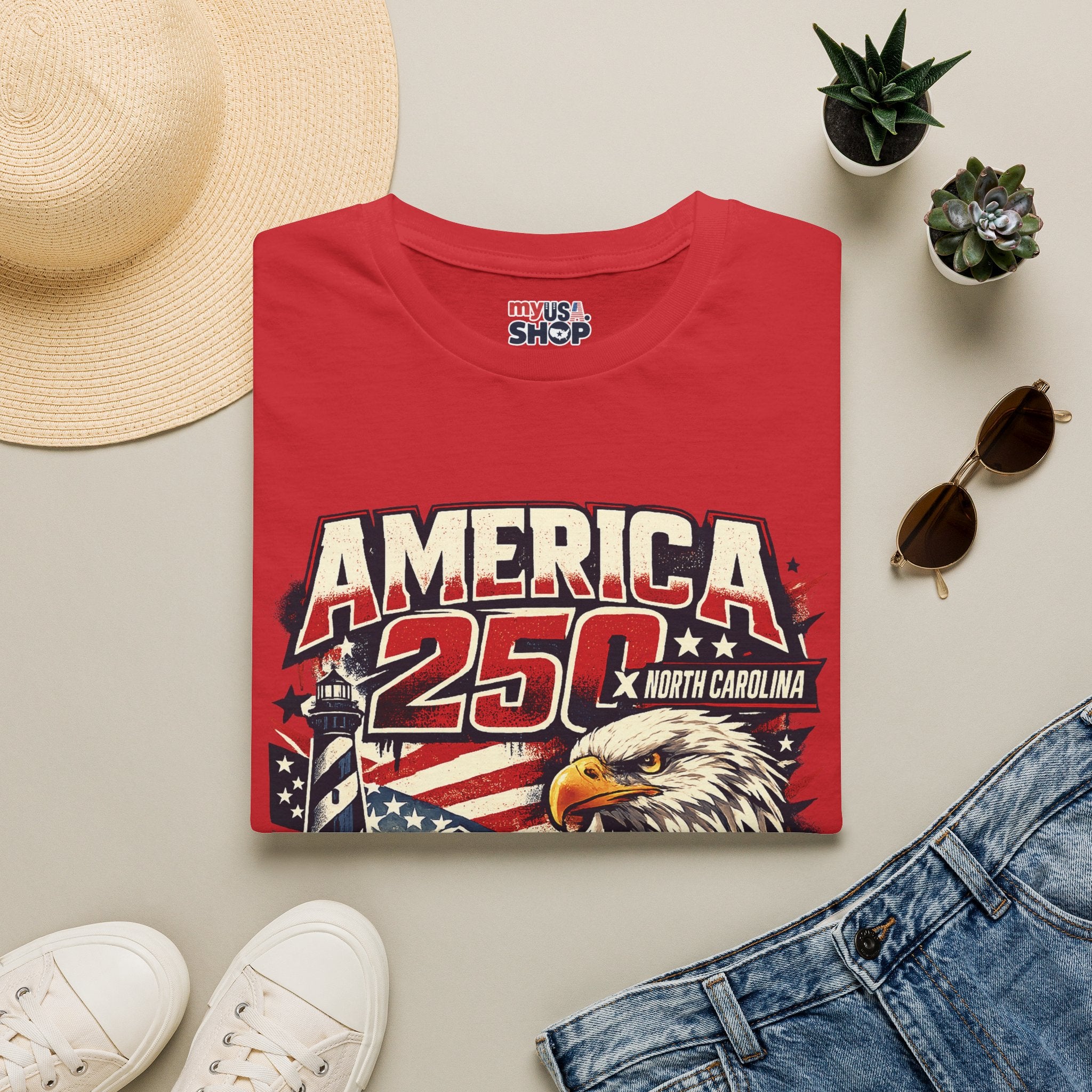 America 250 North Carolina Eagle T-Shirt — Patriotic USA 250th Anniversary Tee
