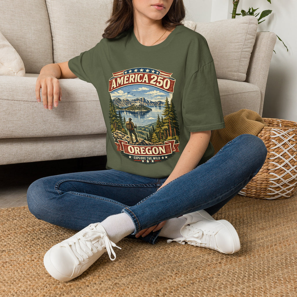 America 250 X Oregon Shirt — Explore The Wild Adventure Graphic Tee