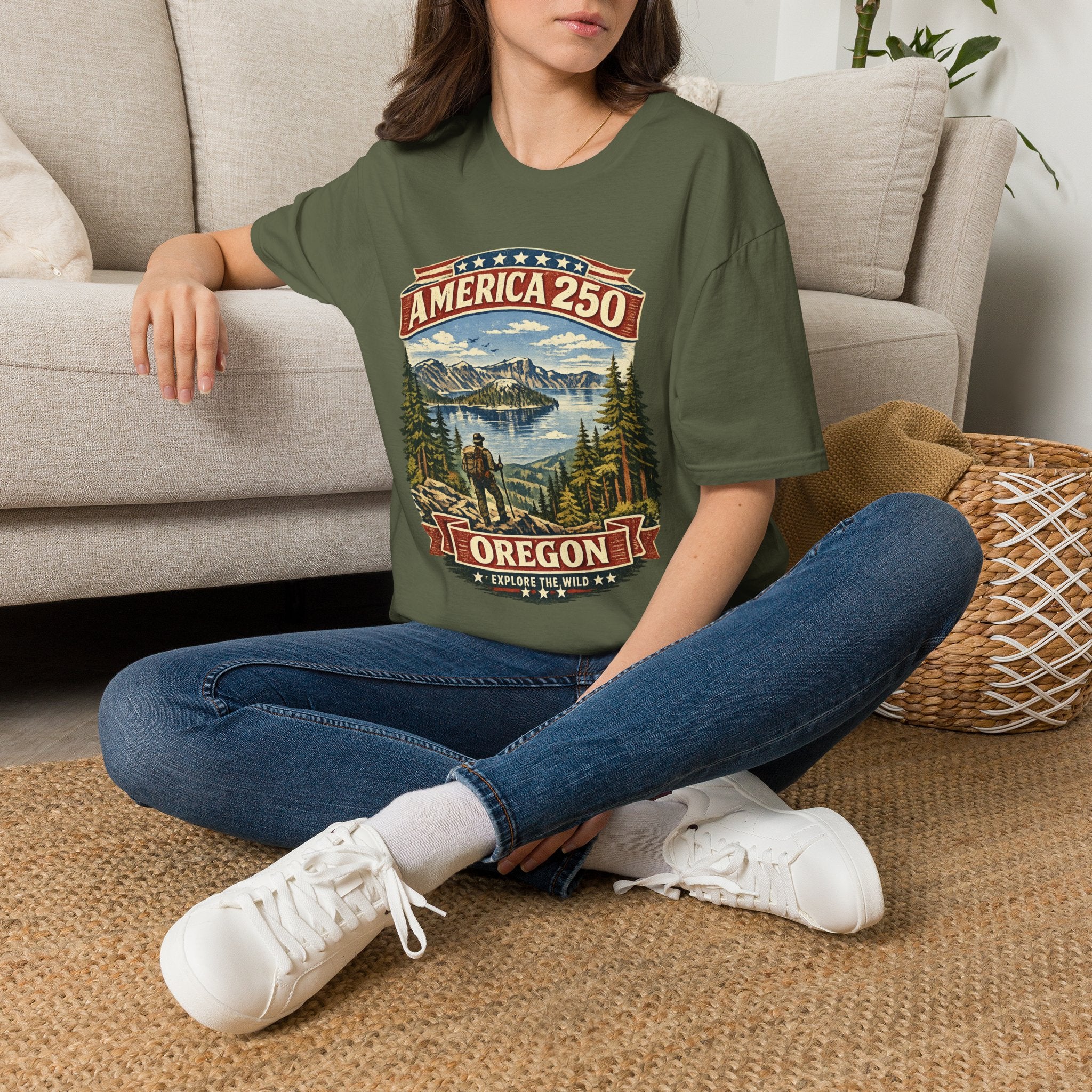 America 250 X Oregon Shirt — Explore The Wild Adventure Graphic Tee