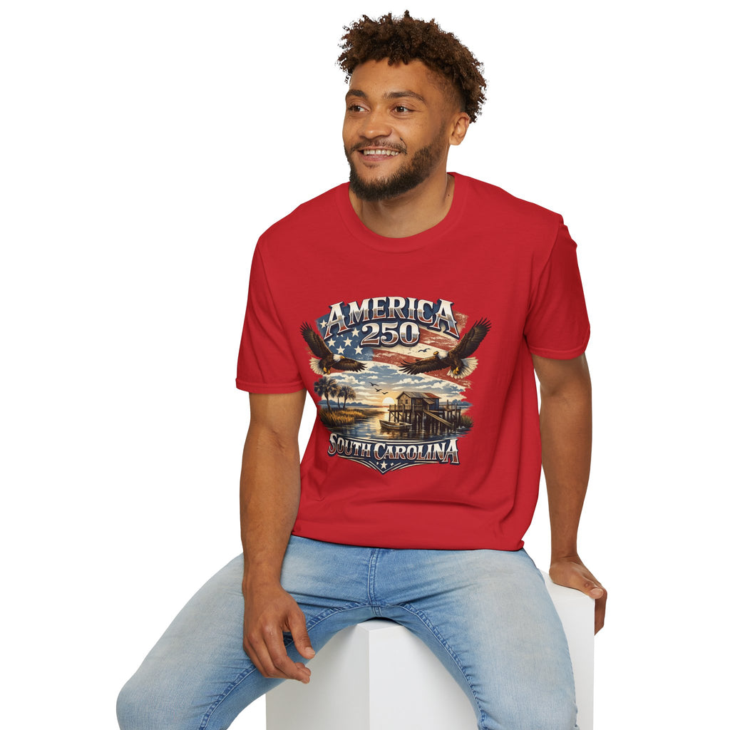 America 250 T-Shirt — South Carolina Patriotic Bald Eagles & Flag Graphic