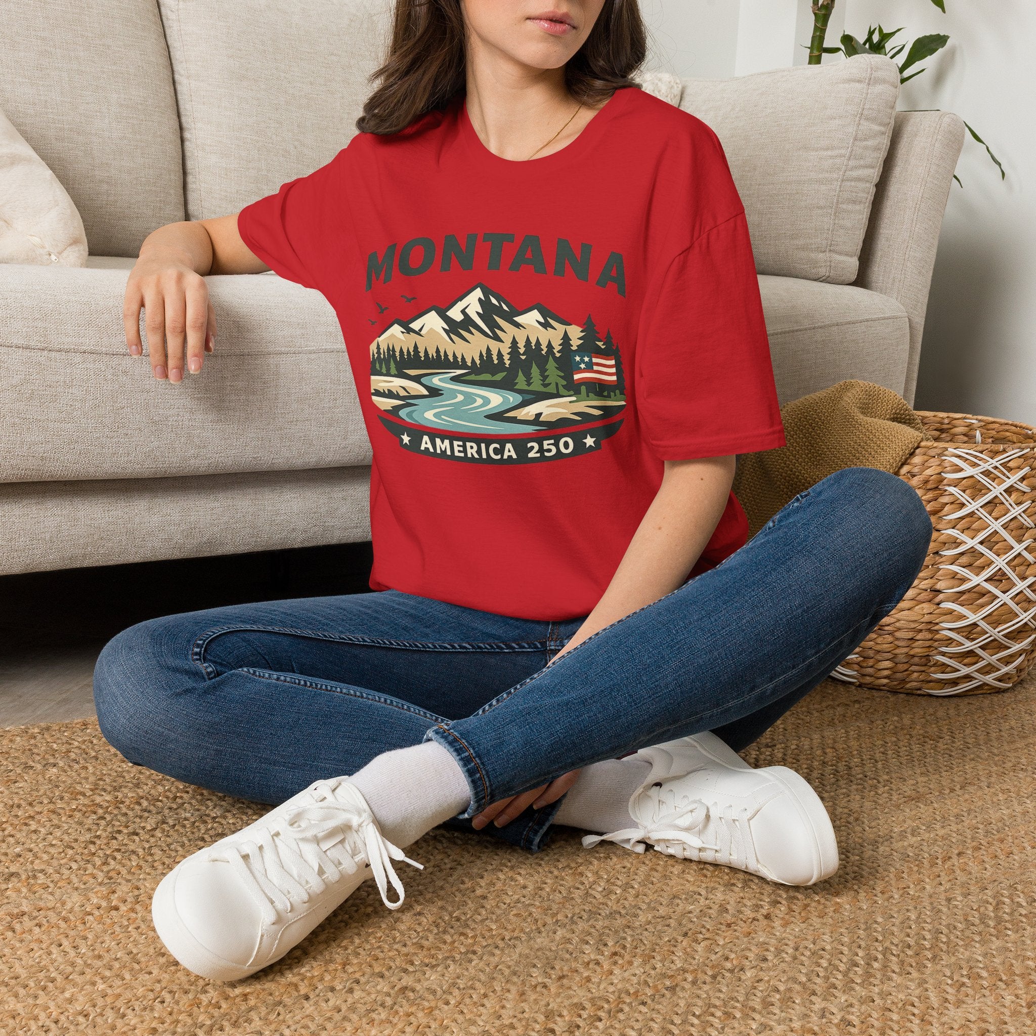 America 250 x Montana Mountain Scenic T-Shirt — Retro Nature Design