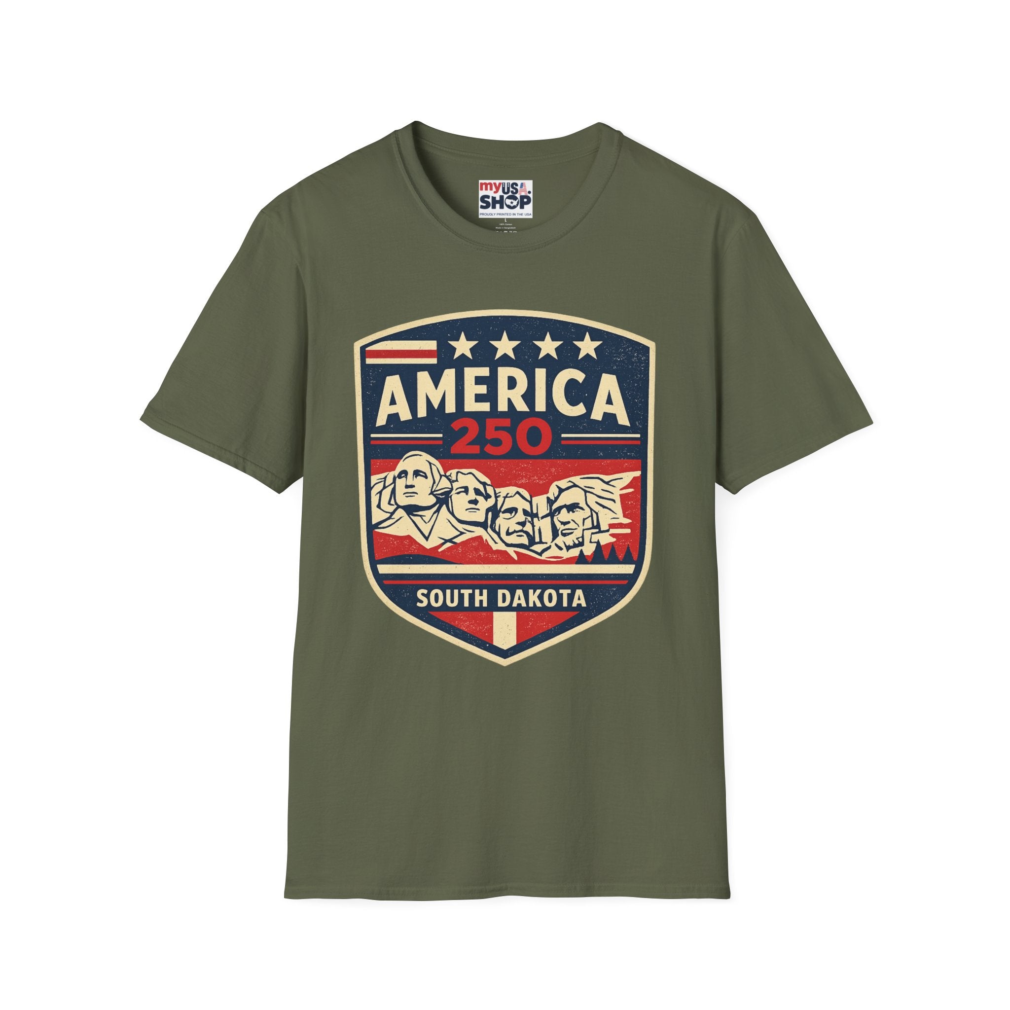 America 250 South Dakota Shirt — Retro Mount Rushmore USA Graphic Tee