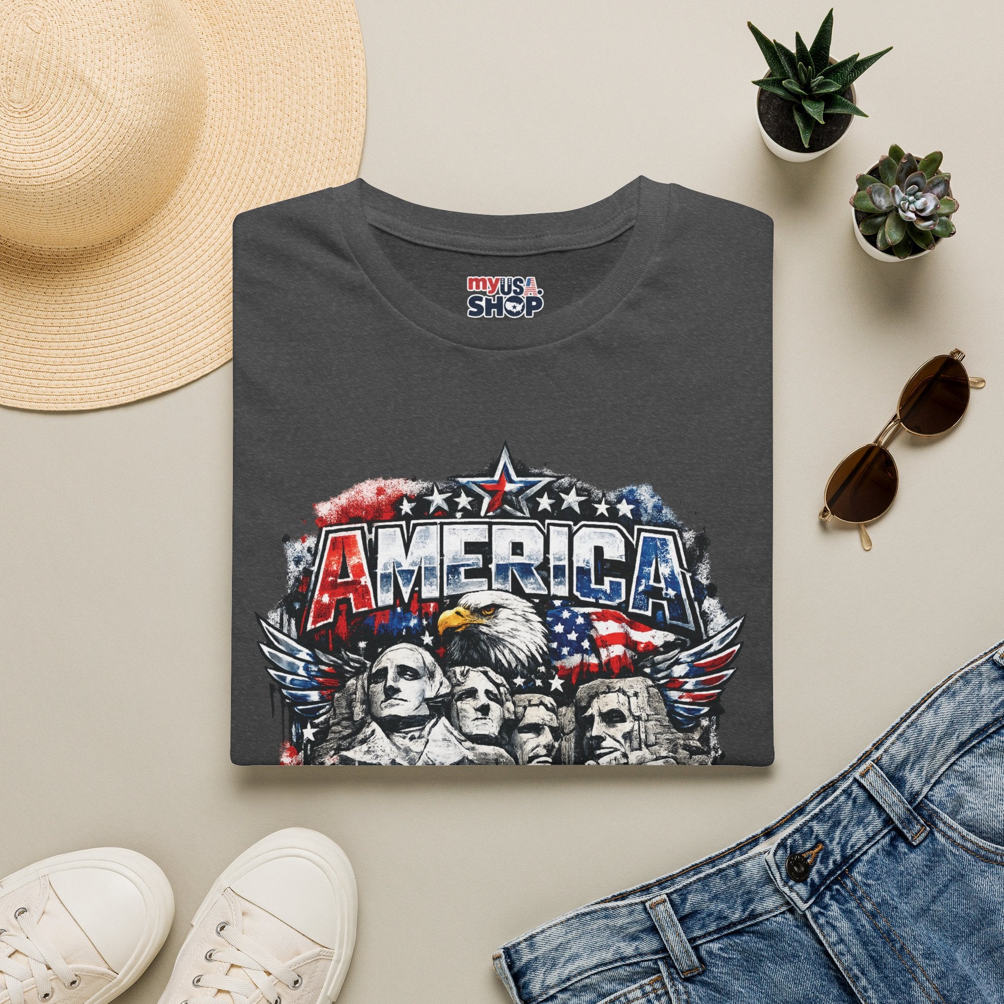 America 250 South Dakota Shirt — Patriotic Eagle & Mount Rushmore Graphic Tee