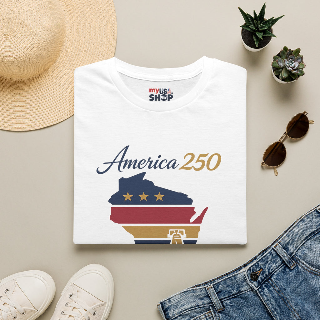America 250 Wisconsin T-Shirt – Patriotic USA State Tee