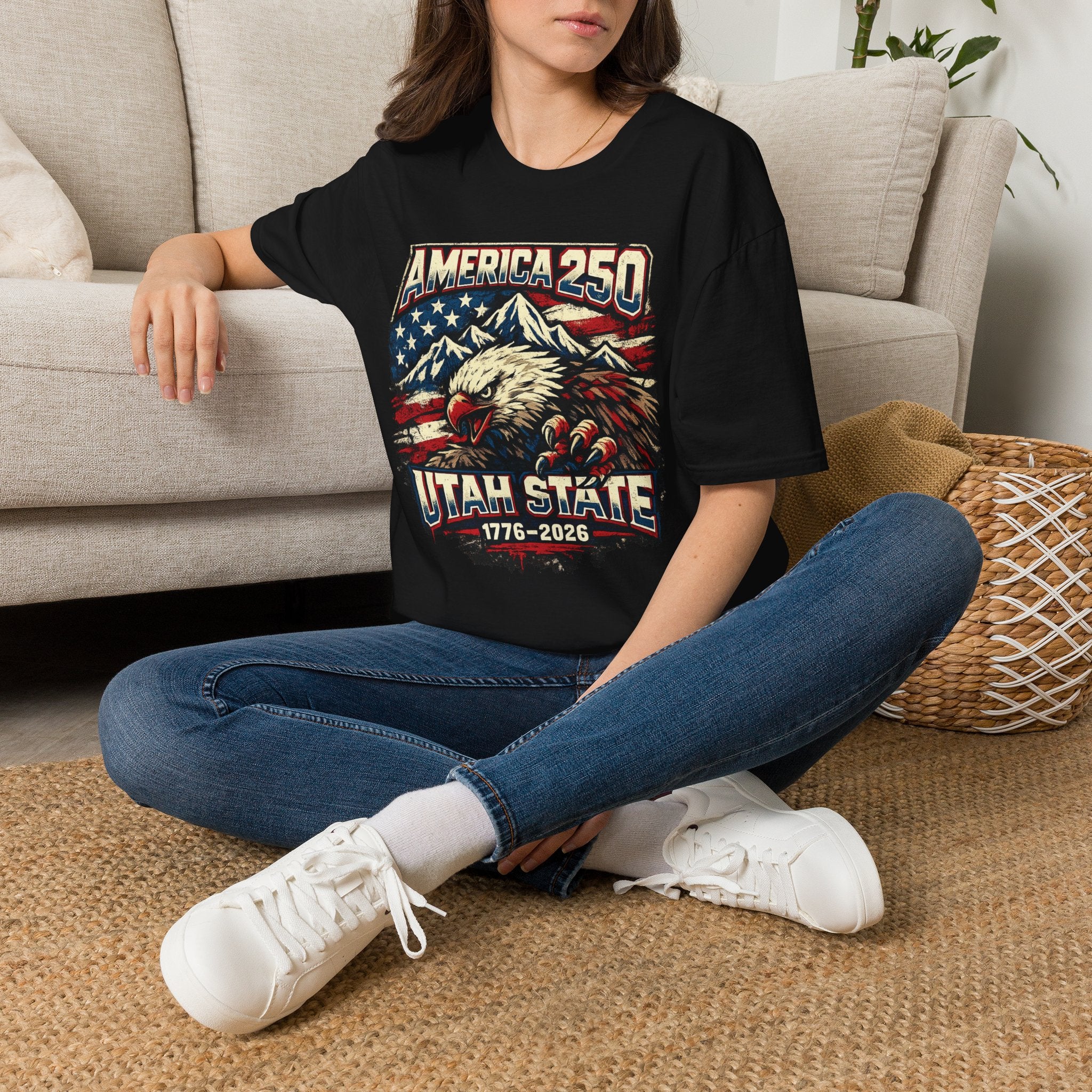 America 250 Utah State T-Shirt — Patriotic Eagle Mountain Graphic Tee