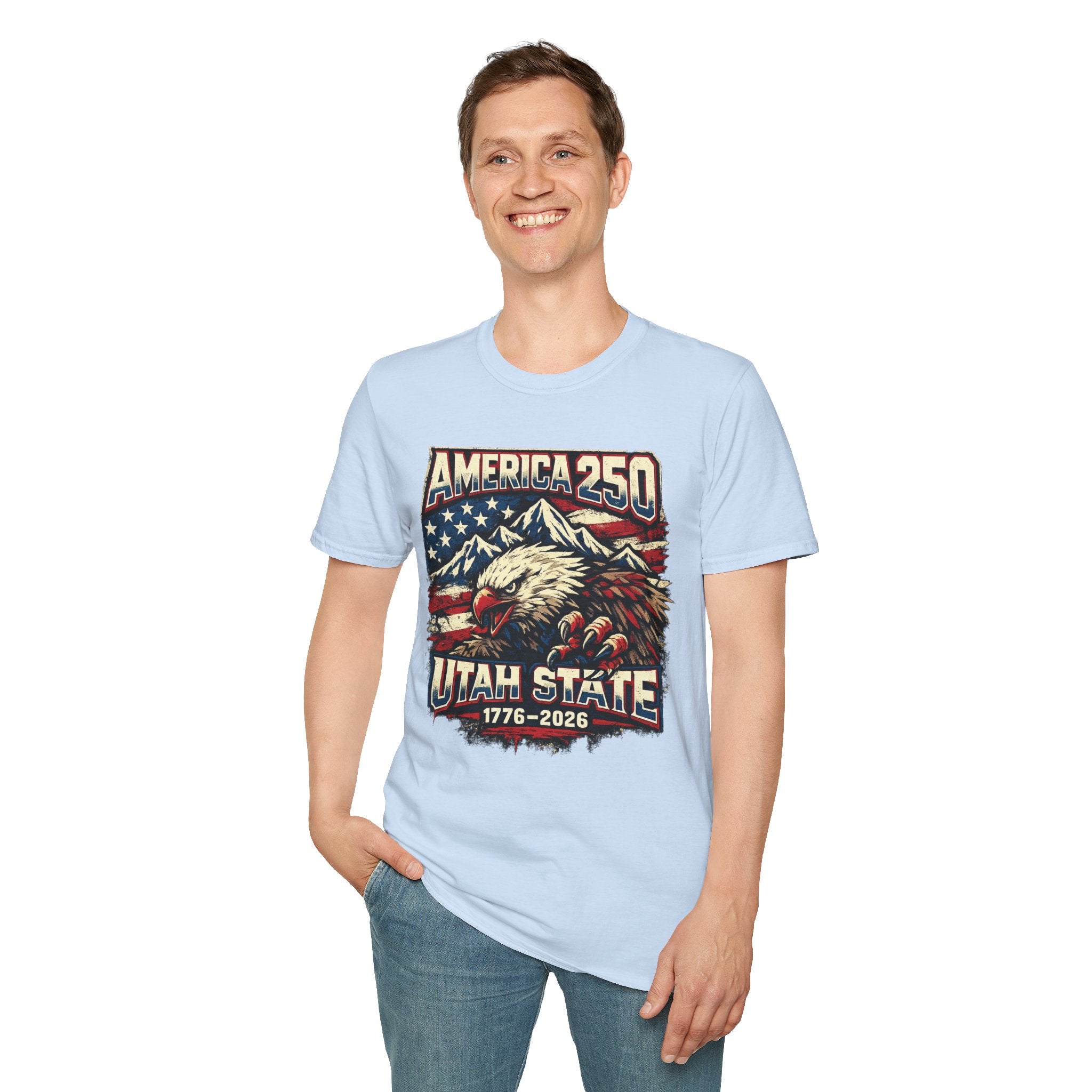America 250 Utah State T-Shirt — Patriotic Eagle Mountain Graphic Tee