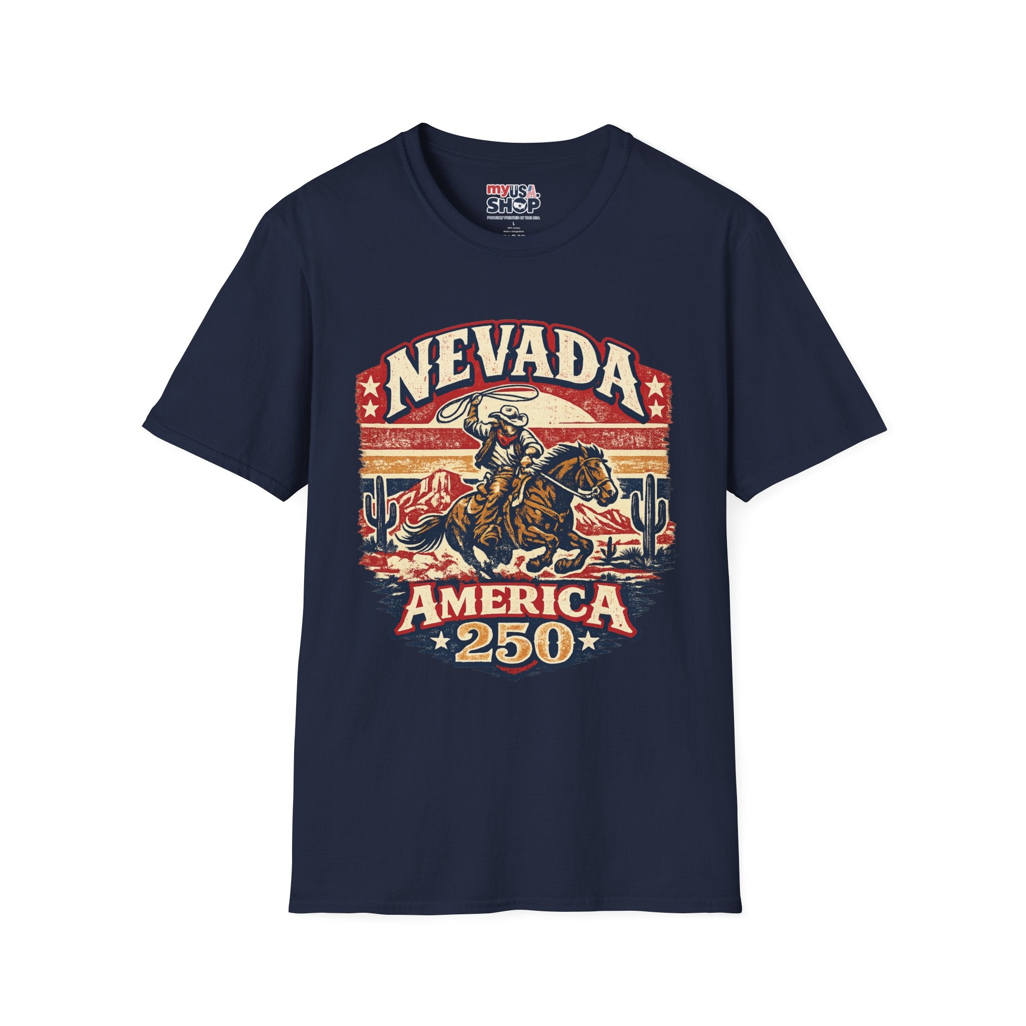 America 250 Nevada Rodeo Vintage T‑Shirt — Western Cowboy Graphic