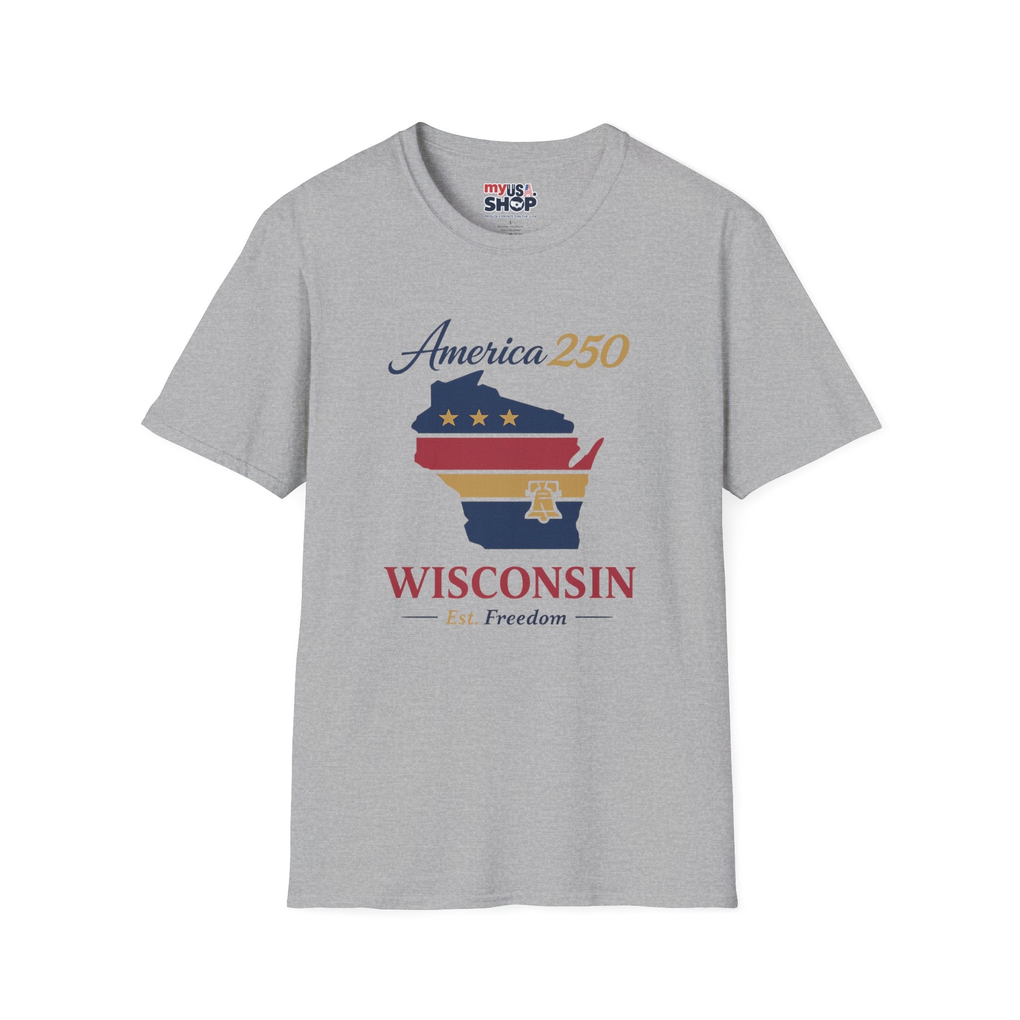 America 250 Wisconsin T-Shirt – Patriotic USA State Tee