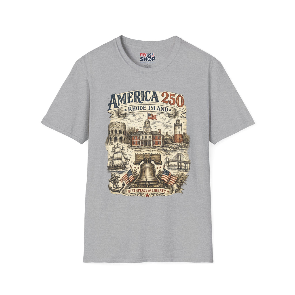 America 250 Rhode Island Shirt — Birthplace of Liberty Heritage Tee