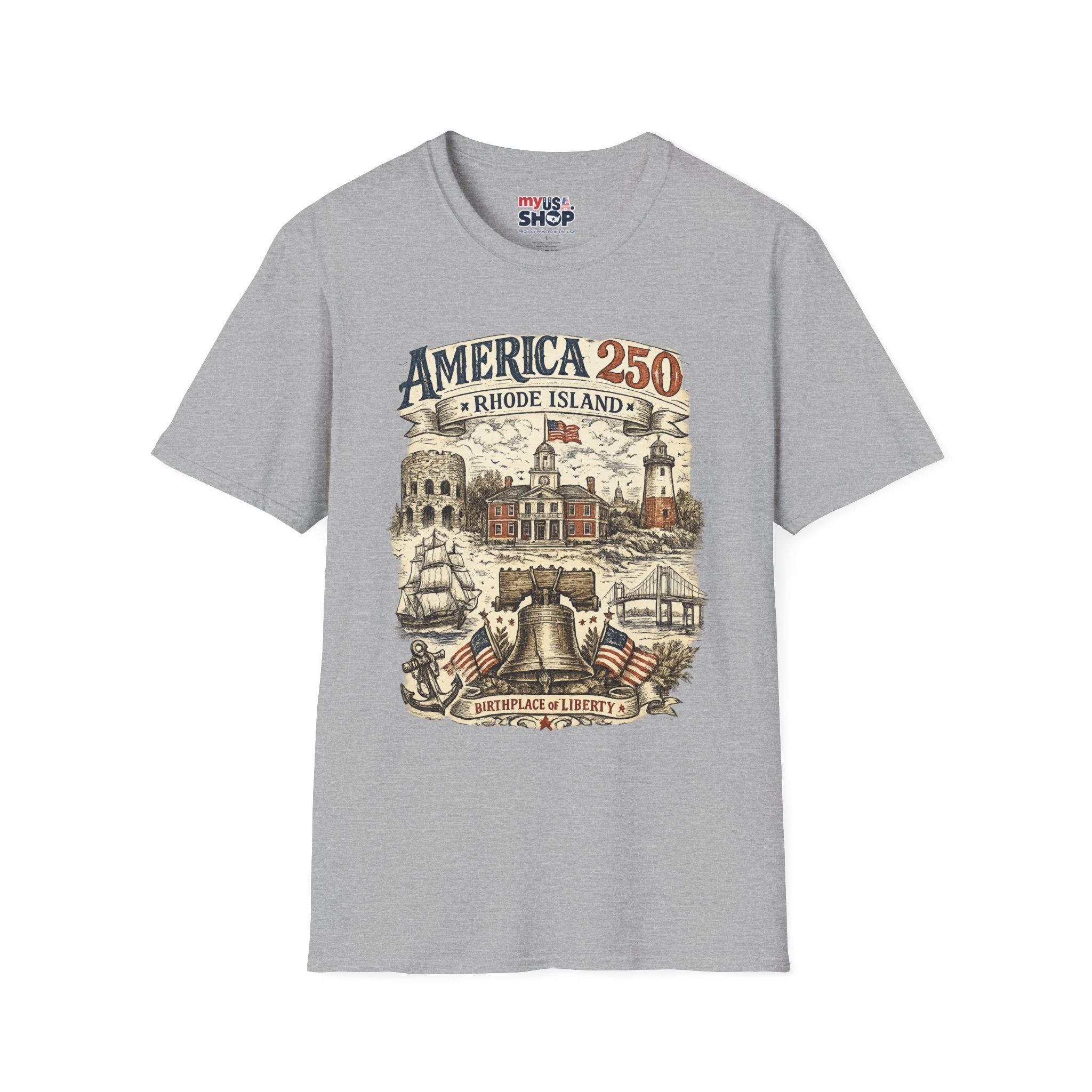 America 250 Rhode Island Shirt — Birthplace of Liberty Heritage Tee