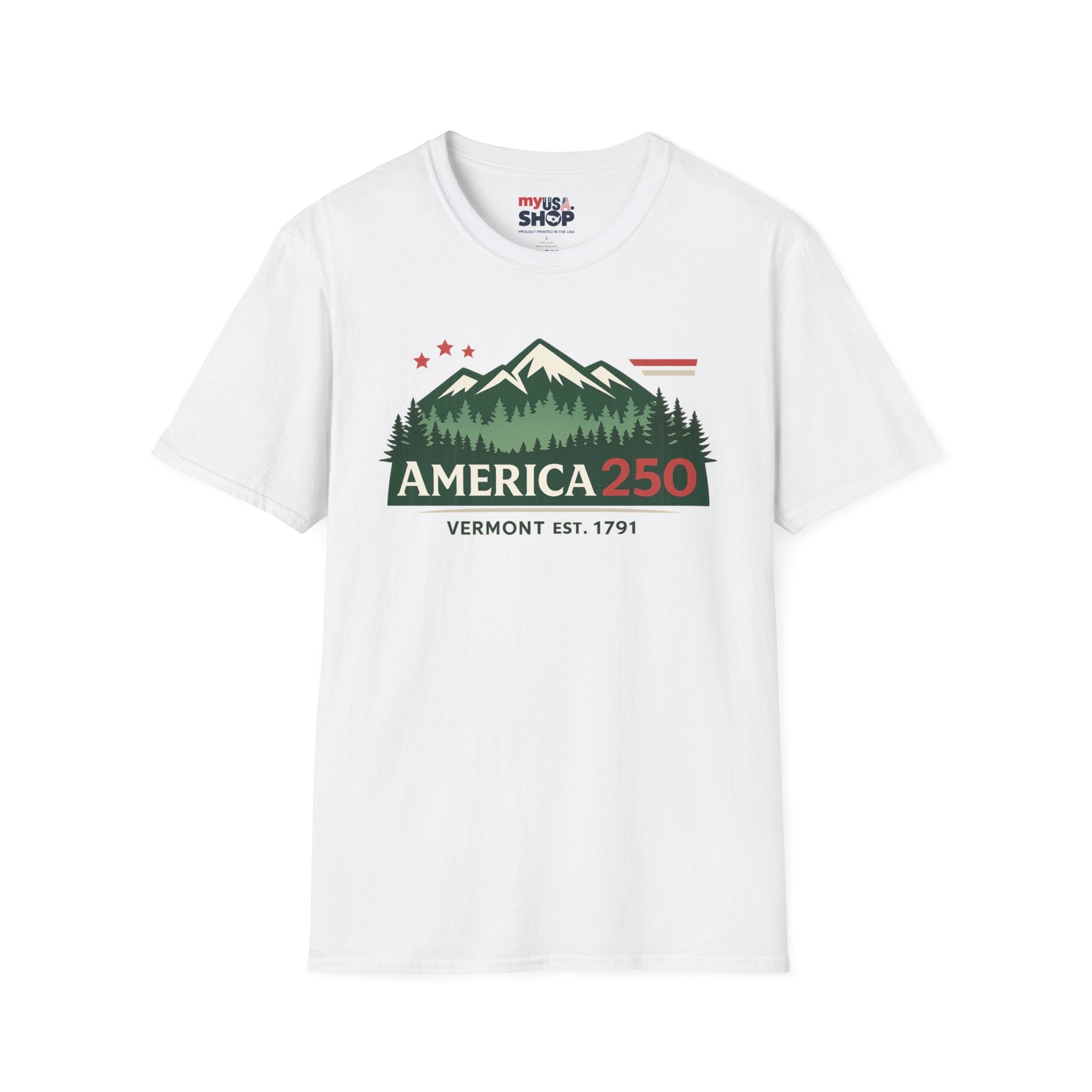America 250 Mountain T-Shirt — Vermont 1791 Celebration Tee