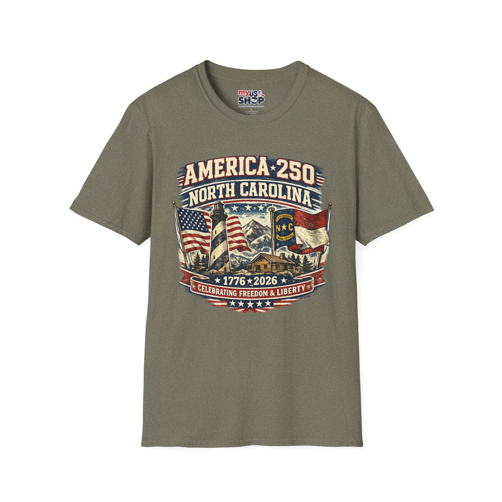 America 250 North Carolina T-Shirt — 1776–2026 Patriotic State Pride Tee