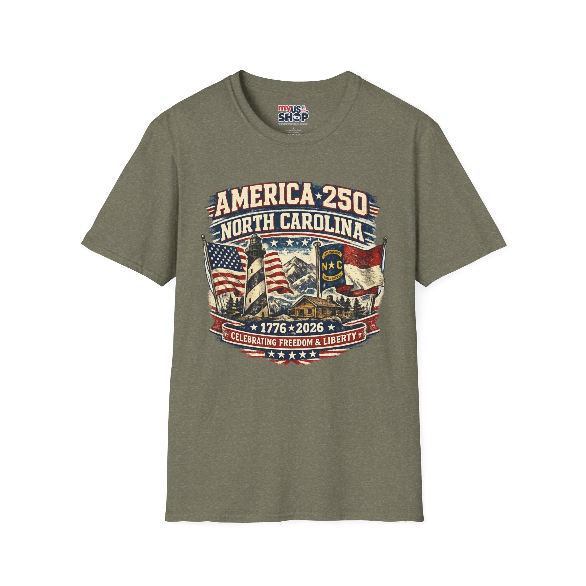 America 250 North Carolina T-Shirt — 1776–2026 Patriotic State Pride Tee