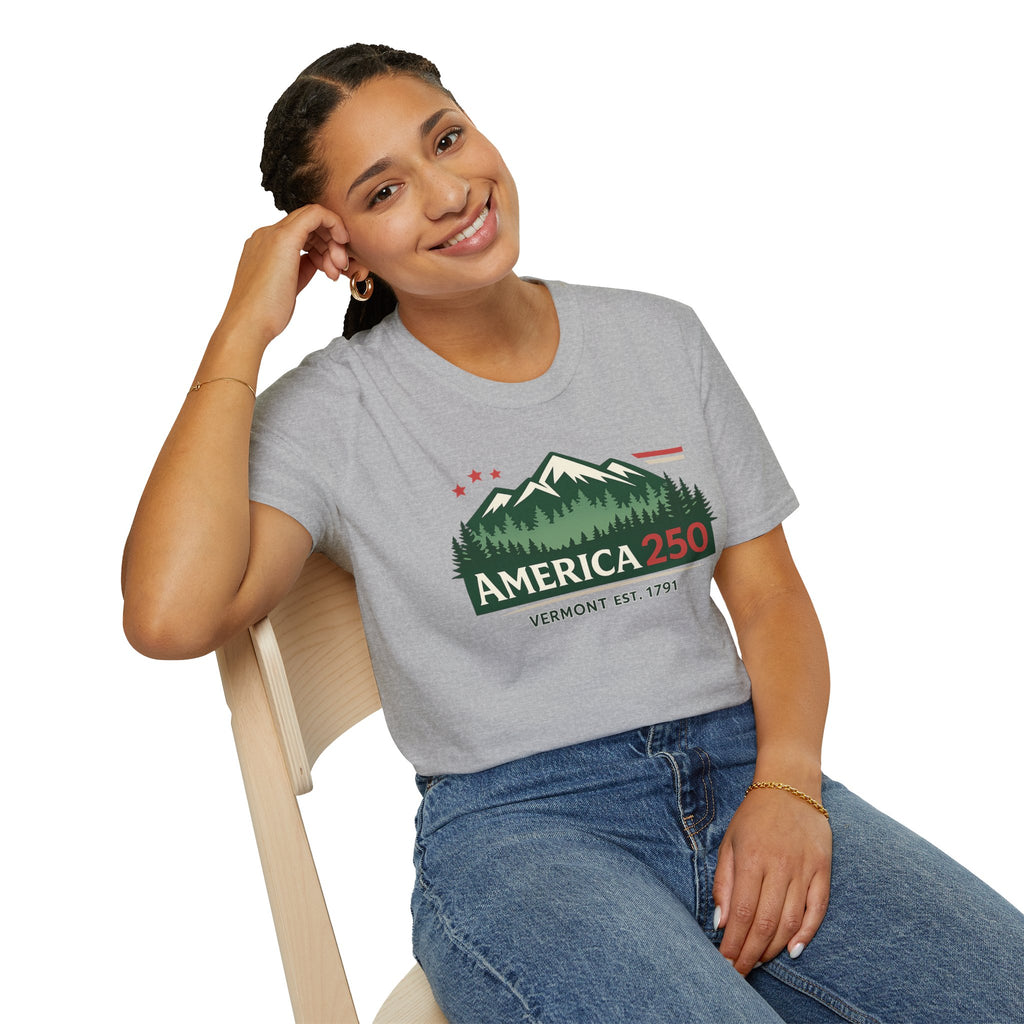 America 250 Mountain T-Shirt — Vermont 1791 Celebration Tee