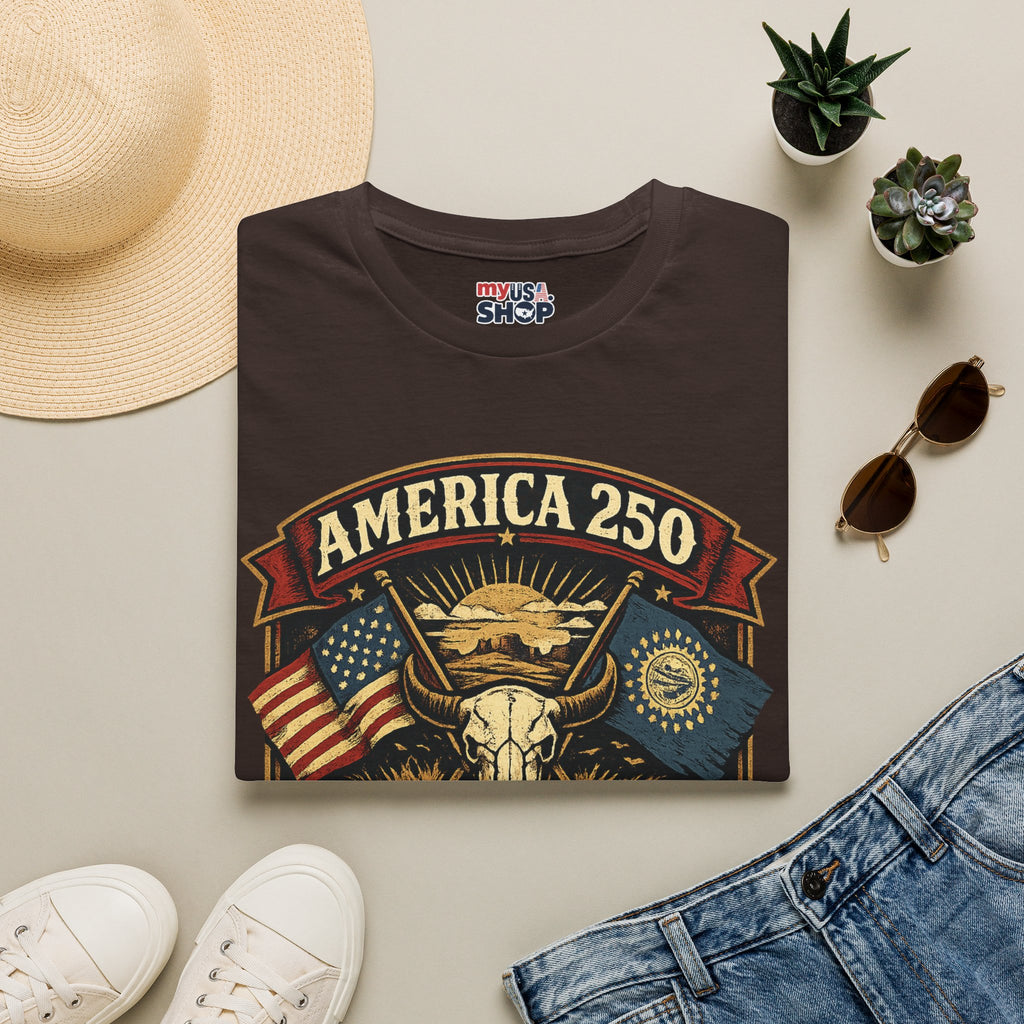 America 250 South Dakota T-Shirt — Western Skull Heritage Graphic Tee