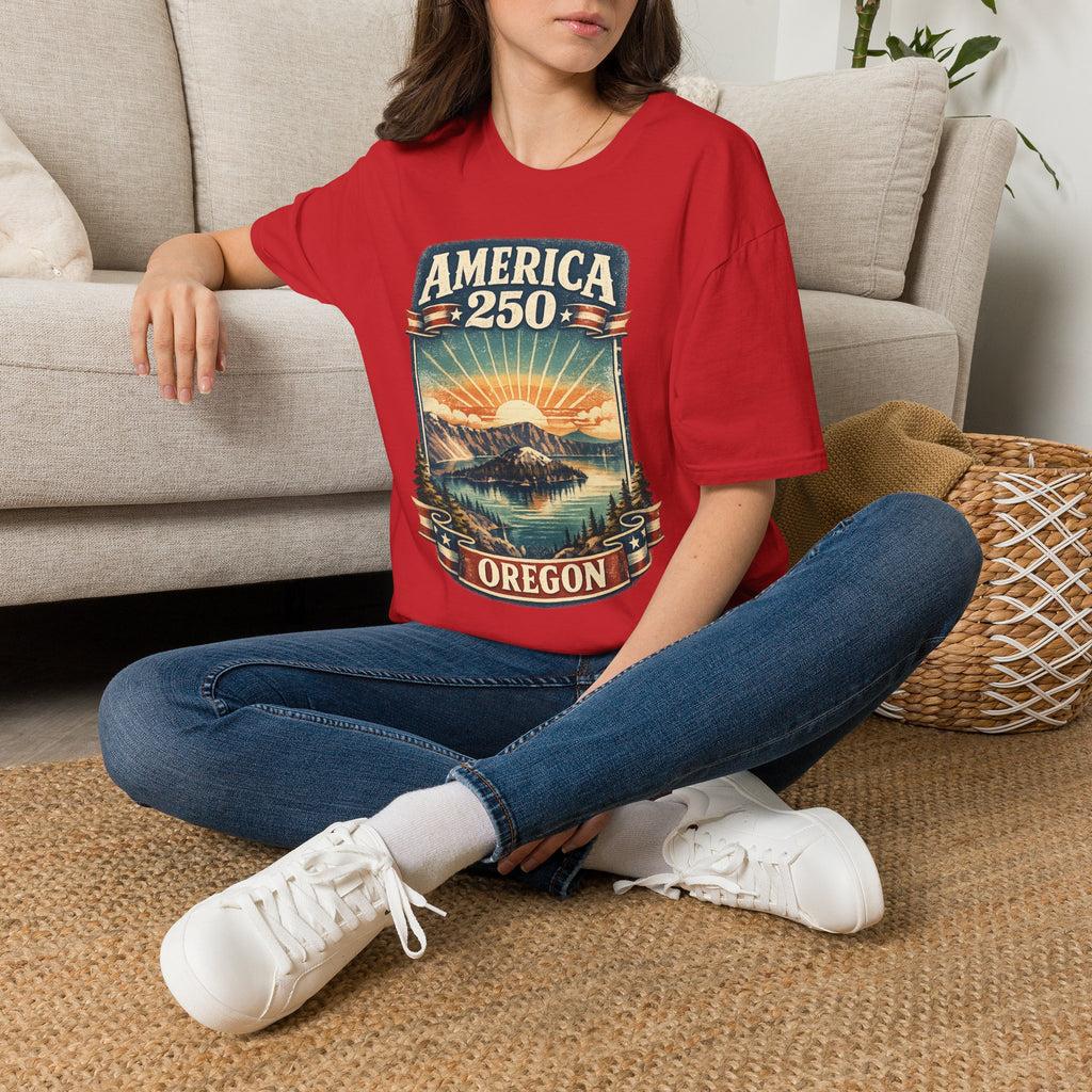 Oregon America 250 Shirt — Crater Lake Sunset Vintage Tee