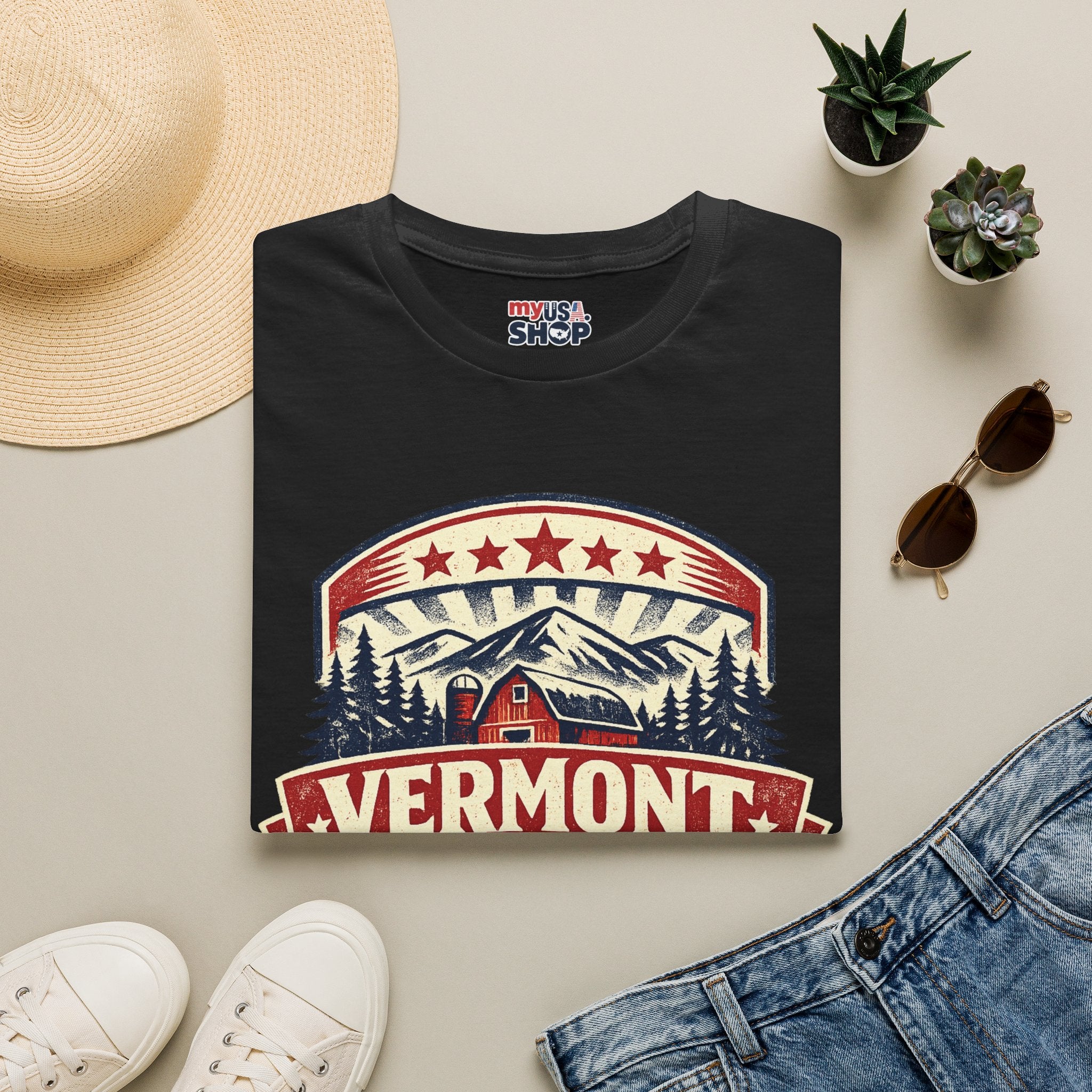 America 250 – Vermont 1776–2026 Mountain Heritage Vintage Tee Design