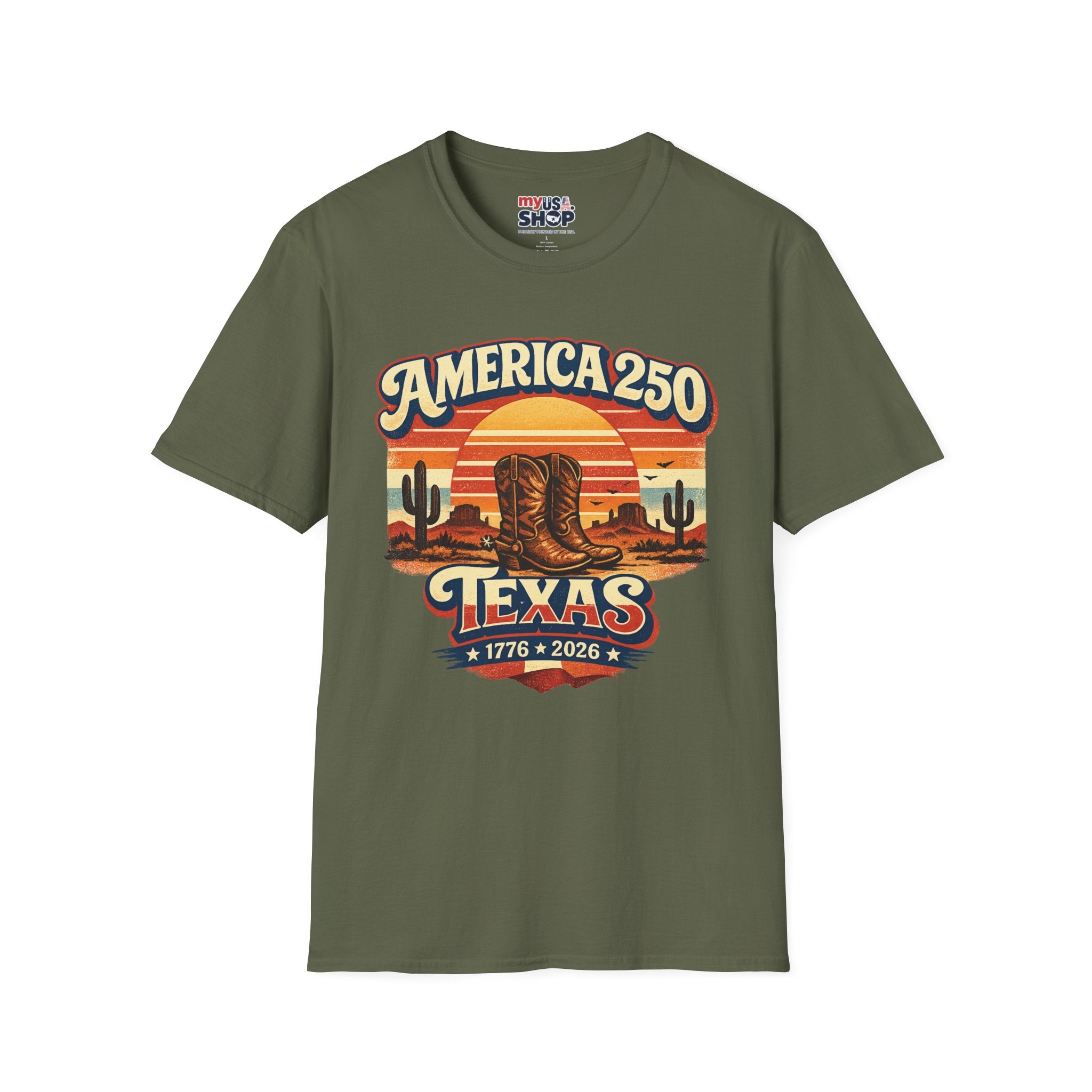 America 250 Texas T-Shirt — Retro Desert Cowboy Graphic Tee