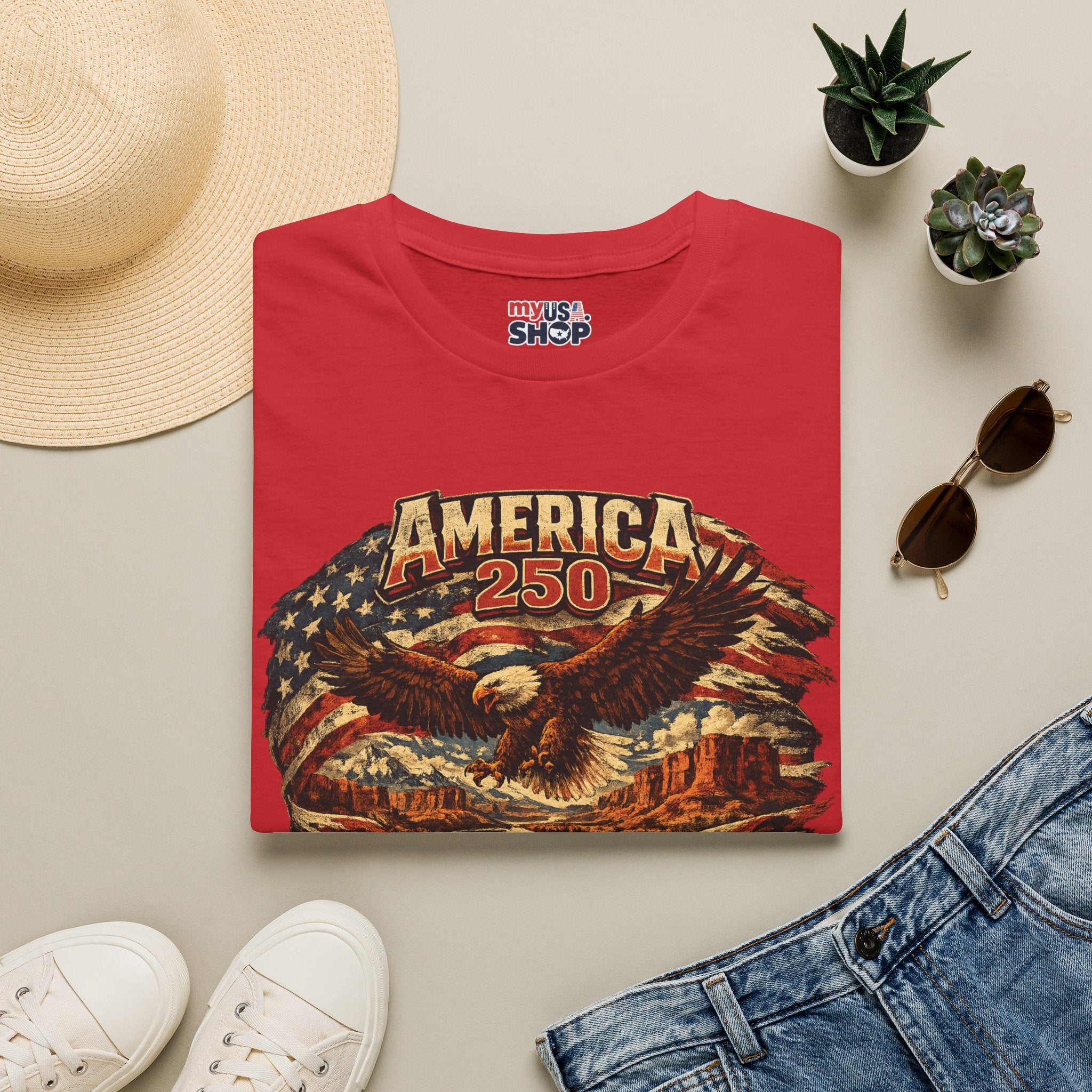 America 250 Utah State Shirt — Heritage Eagle Patriotic Graphic Tee