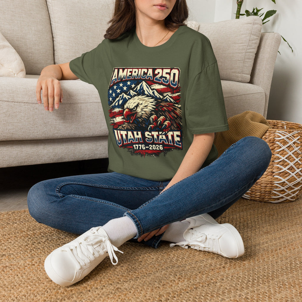 America 250 Utah State T-Shirt — Patriotic Eagle Mountain Graphic Tee