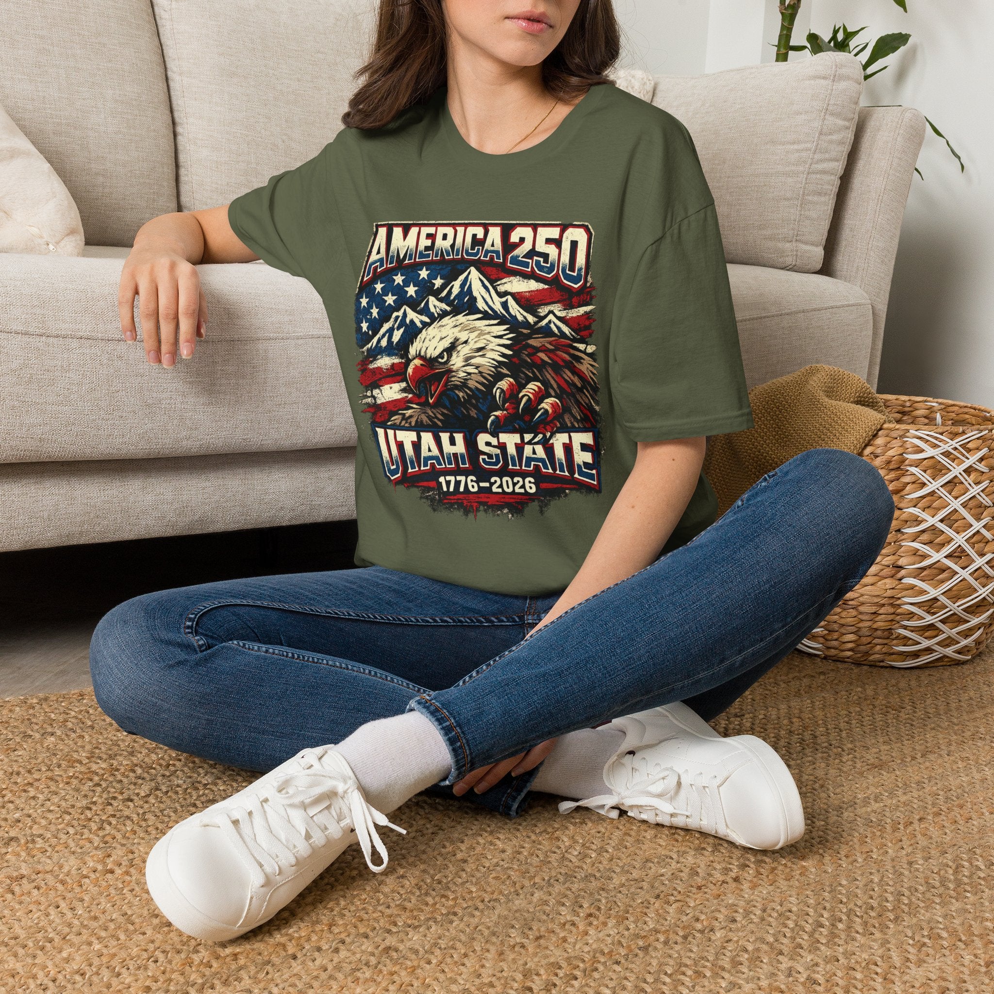 America 250 Utah State T-Shirt — Patriotic Eagle Mountain Graphic Tee