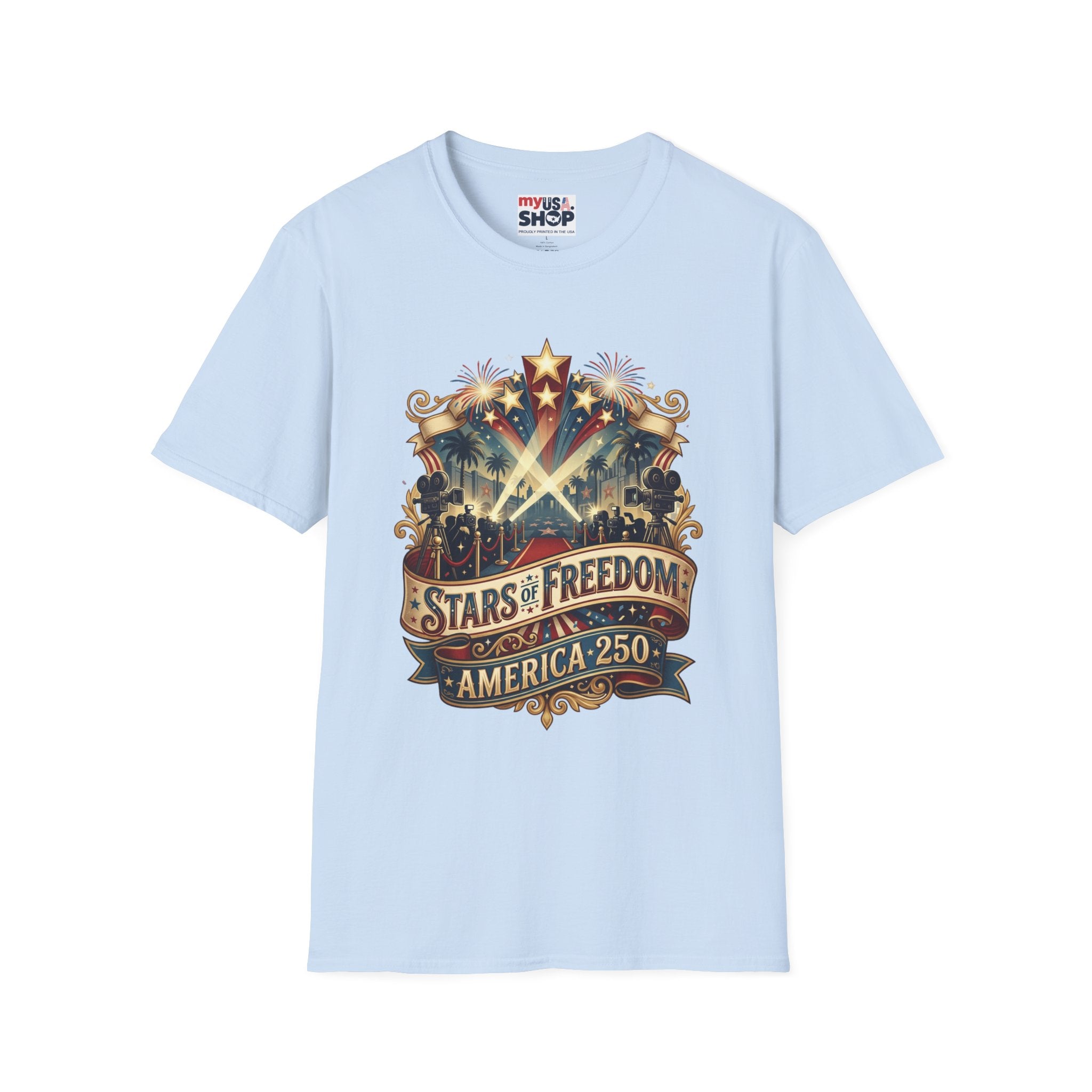 Stars of Freedom T‑Shirt — America 250 Patriotic Celebration Tee Pop Culture