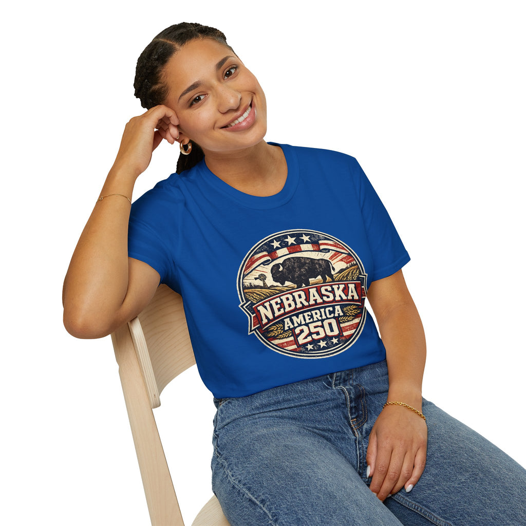 Nebraska Buffalo Retro T-Shirt — America 250 Vintage State Pride Tee