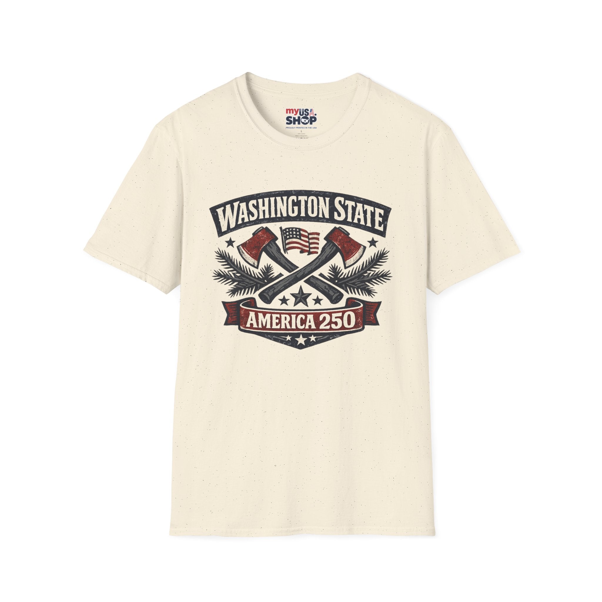 America 250 Washington State T-Shirt —  Axes Retro Graphic Tee