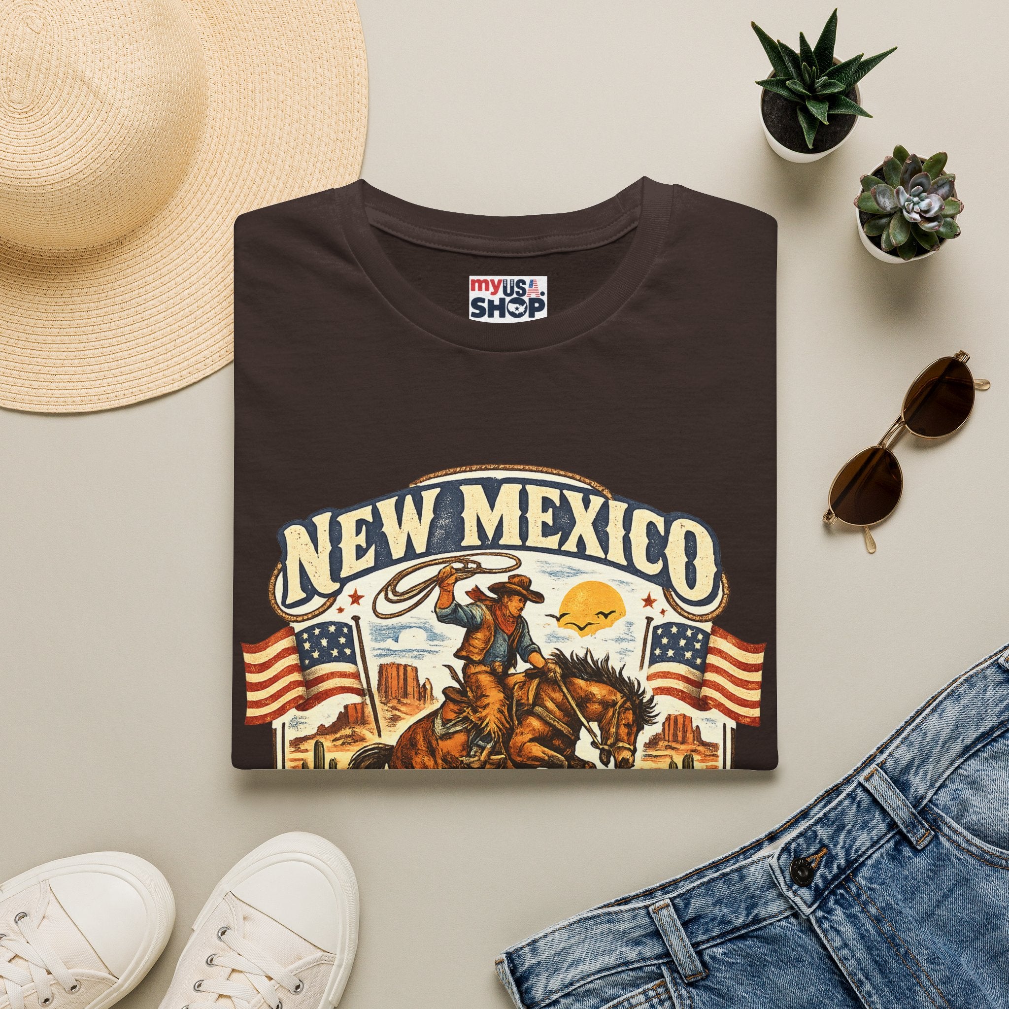 America 250 New Mexico Cowboy Rodeo T-Shirt — Vintage Western Tee