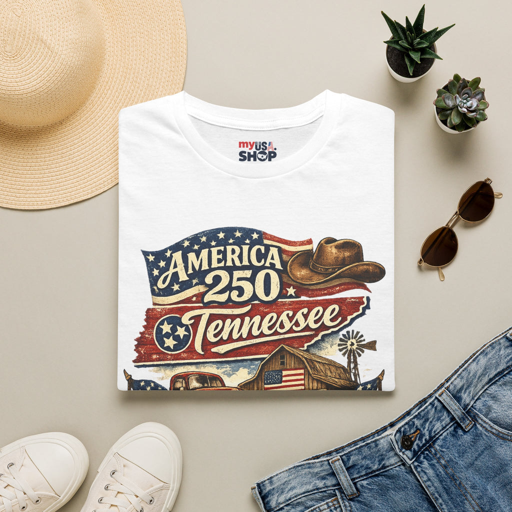 America 250 Tennessee T-Shirt — Celebrating Faith Freedom Heritage Graphic Tee