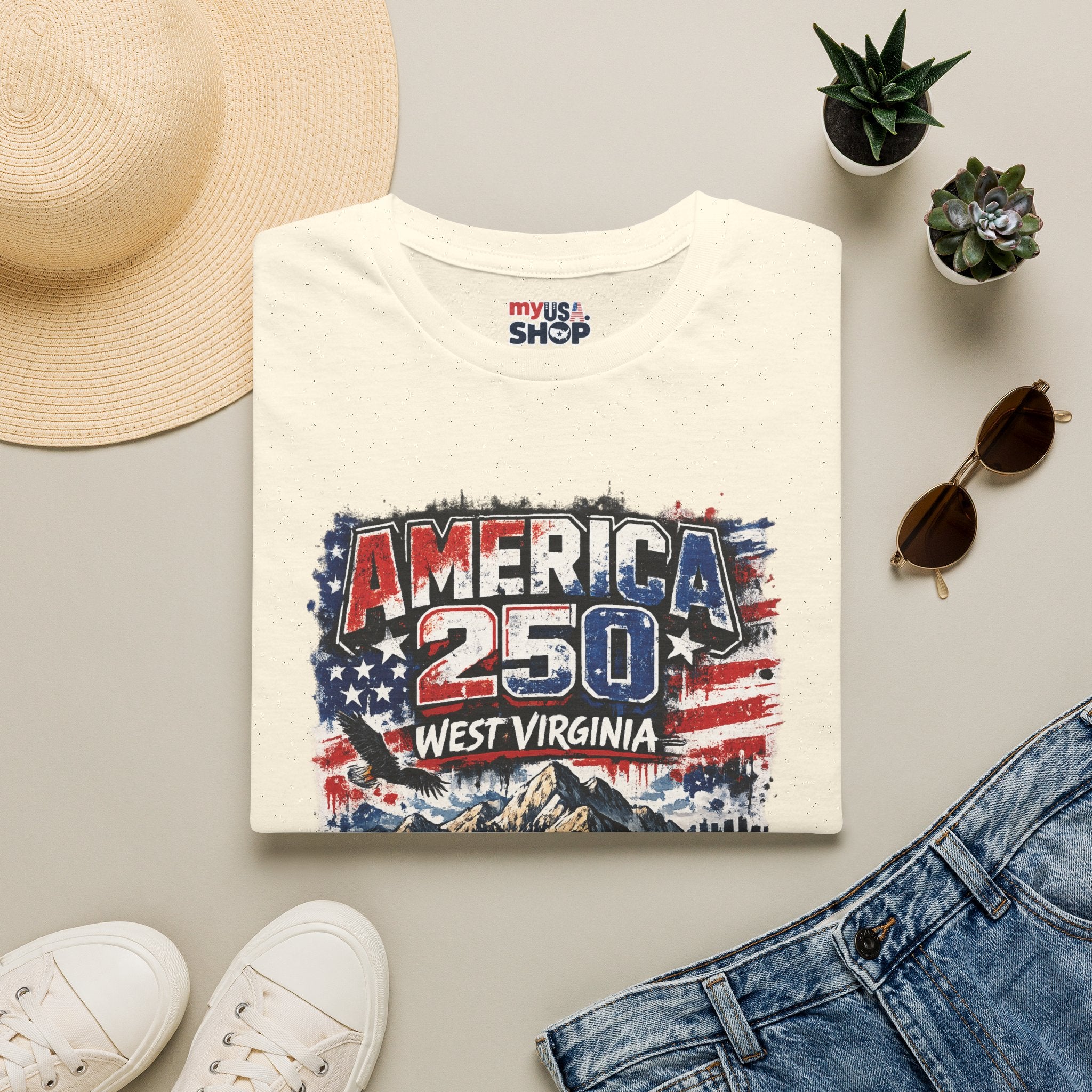 America 250 West Virginia T‑Shirt — 1776–2026 Patriotic USA Anniversary Tee