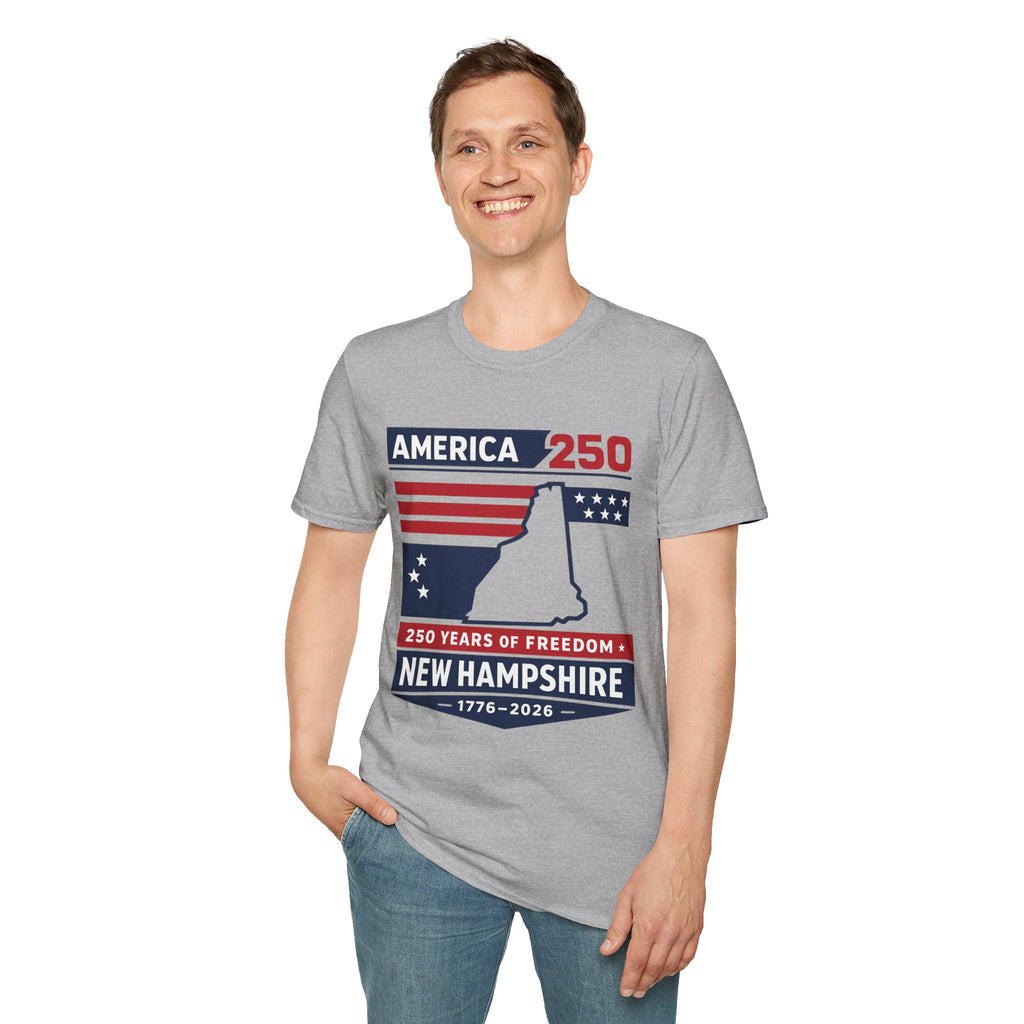 America 250 New Hampshire T-Shirt — 250 Years of Freedom (1776–2026)