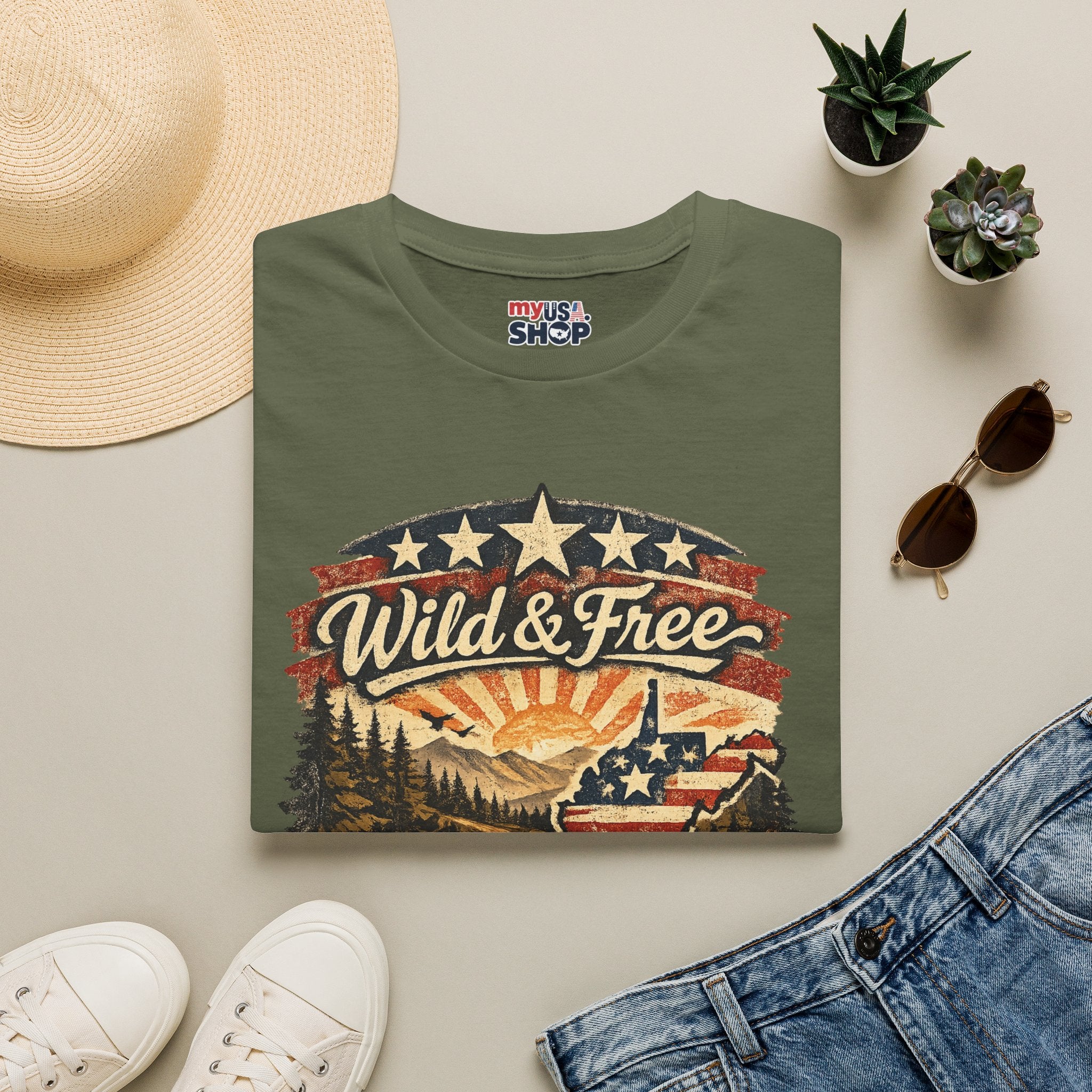 Wild & Free West Virginia T-Shirt — America 250 Mountain Sunset Tee