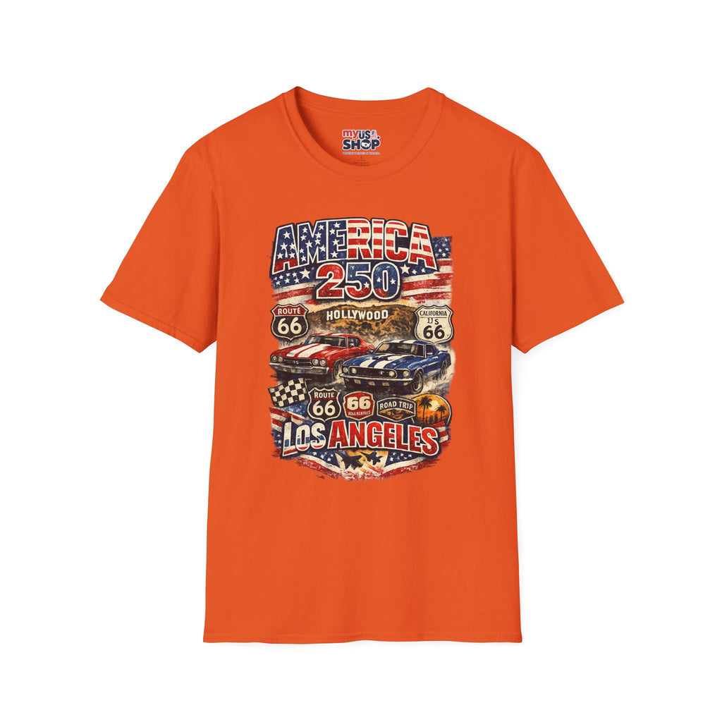 America 250 Los Angeles Route 66 Hollywood Muscle Cars Road Trip California Tee